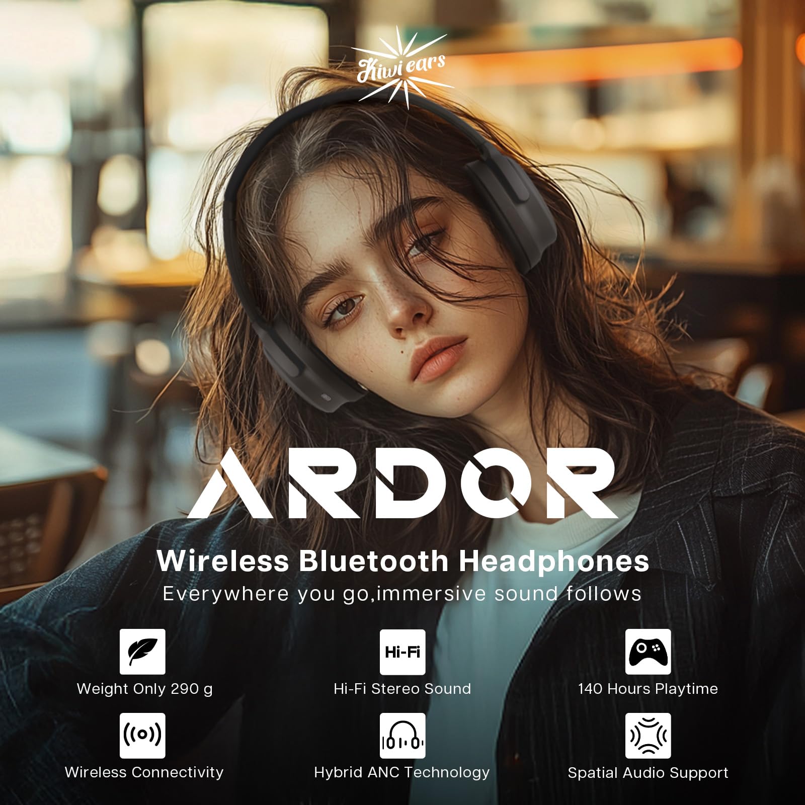 Foto 2 | Auriculares Supraaurales Inalámbricos Linsoul Kiwi Ears Ardor Bluetooth 5.4 - Venta Internacional.