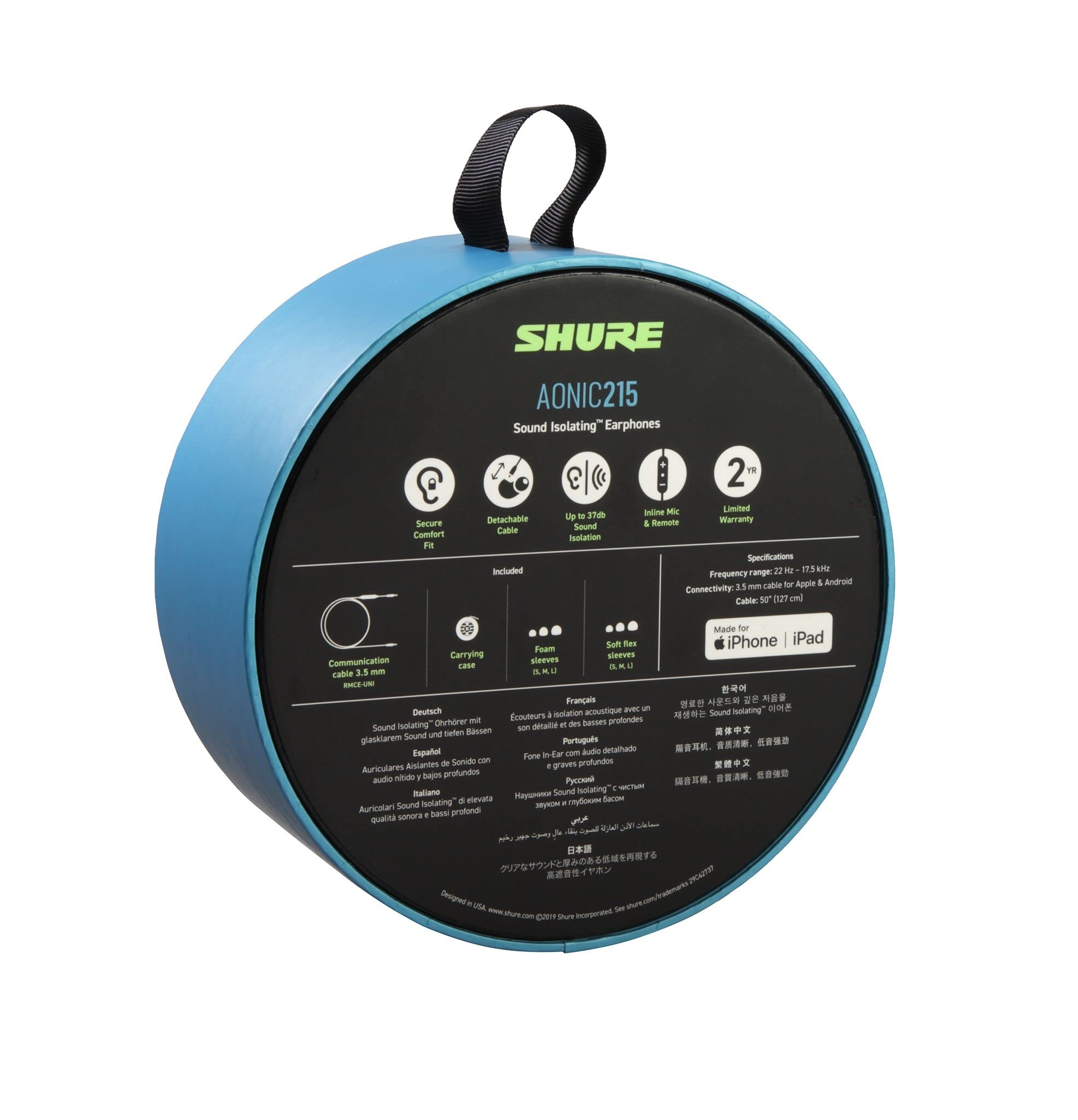 Foto 7 pulgar | Auriculares Aislantes De Sonido Con Cable Shure Aonic 215 - Negros - Venta Internacional.