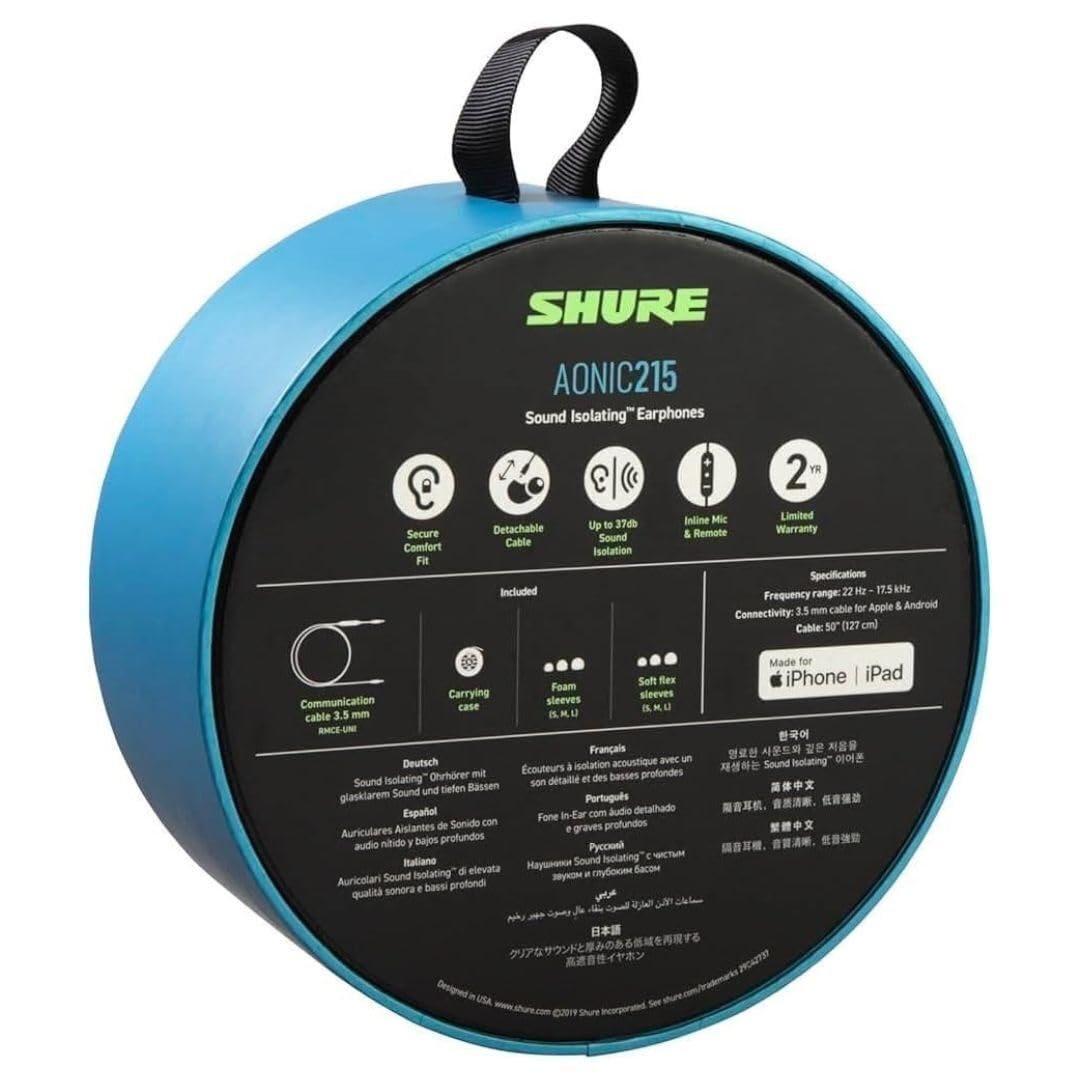 Foto 6 pulgar | Auriculares Aislantes De Sonido Con Cable Shure Aonic 215 - Blancos - Venta Internacional.