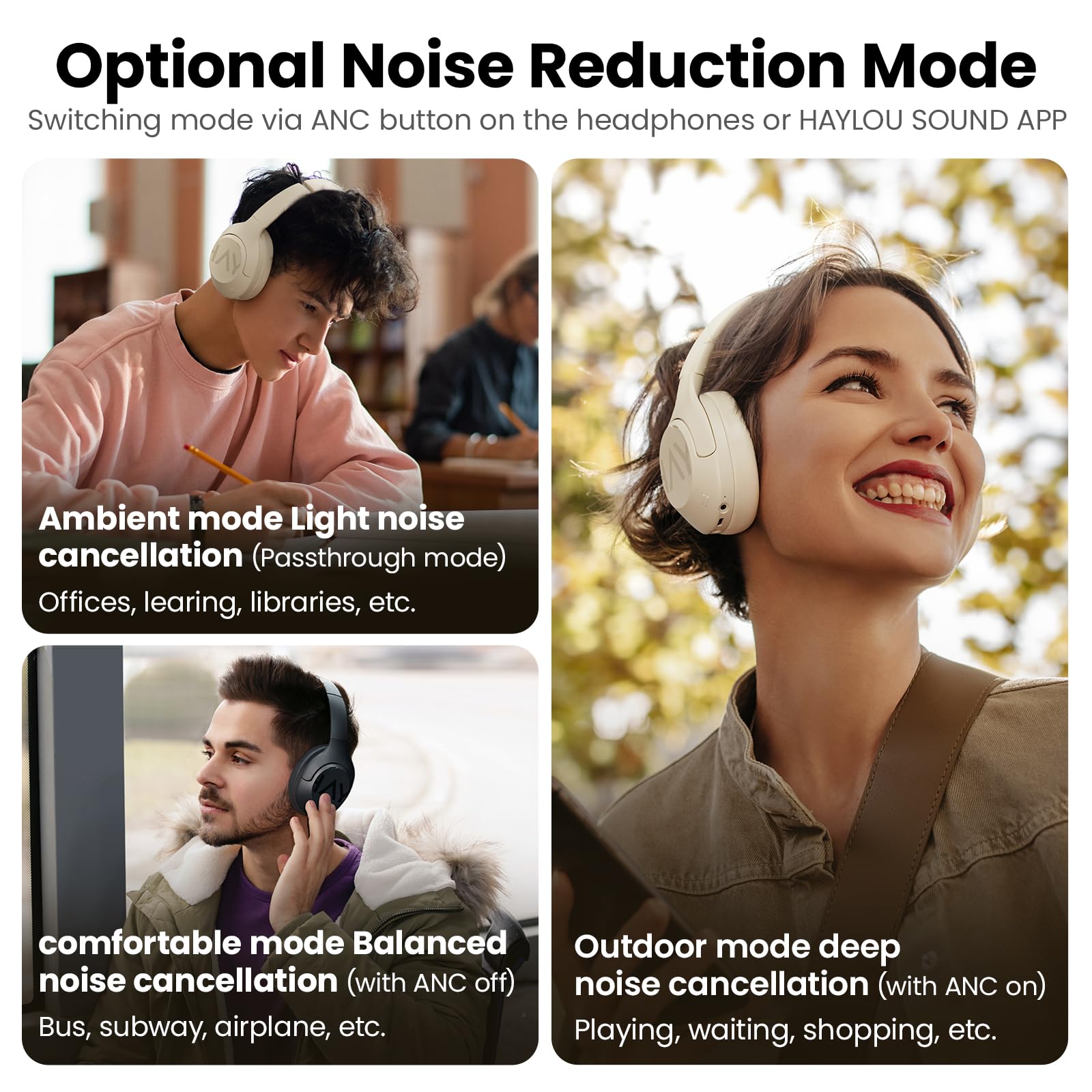 Foto 4 pulgar | Auriculares Haylou S30 Hybrid Anc Para Colocar Sobre Las Orejas Bluetooth 5.4 - Venta Internacional.