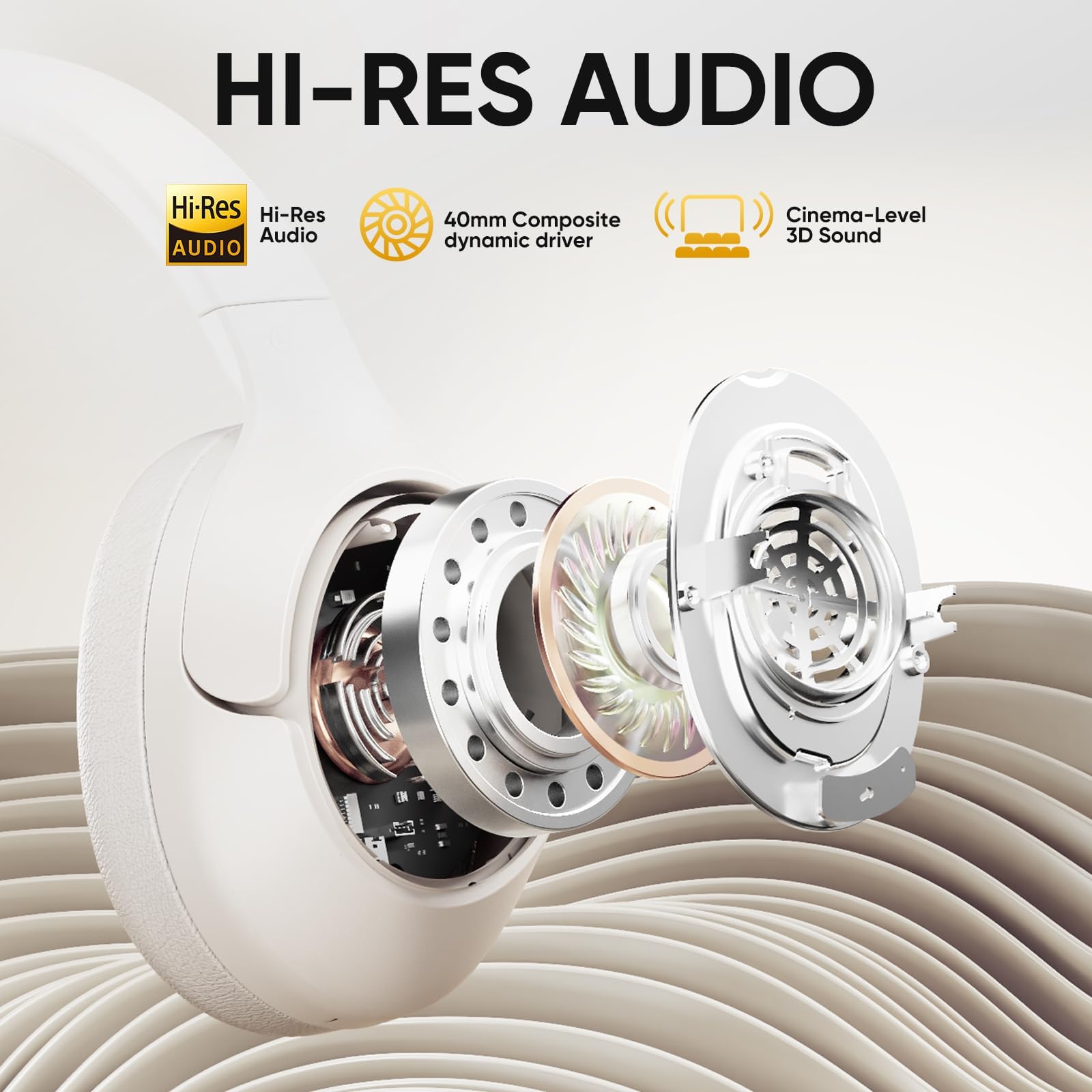 Foto 4 pulgar | Auriculares Bluetooth Qcy H3 Anc Para Colocar Sobre Las Orejas Con Micrófono 60h, Color Blanco - Venta Internacional.