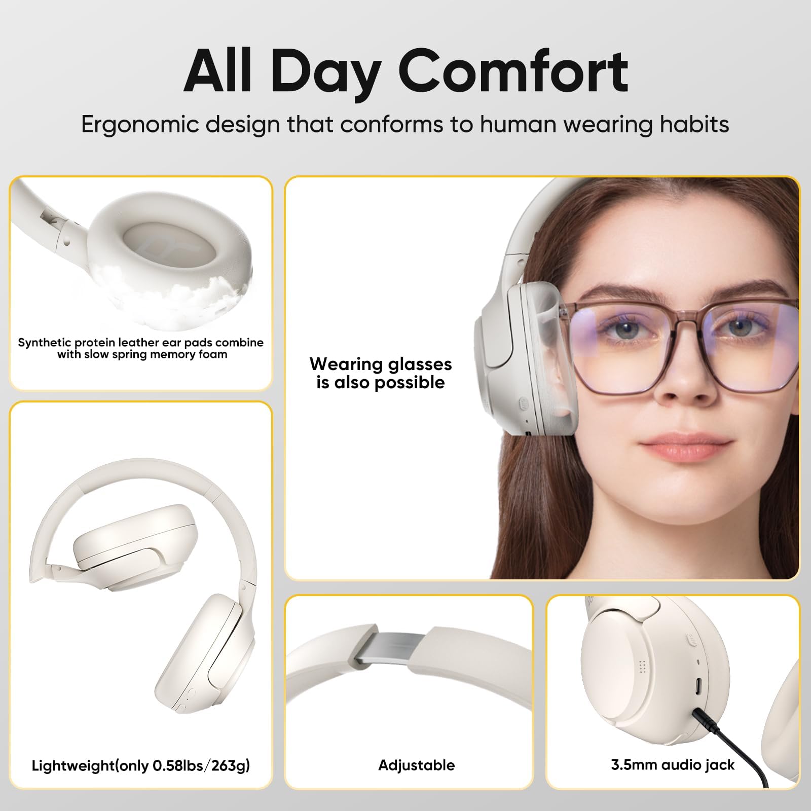 Foto 7 pulgar | Auriculares Bluetooth Qcy H3 Anc Para Colocar Sobre Las Orejas Con Micrófono 60h, Color Blanco - Venta Internacional.