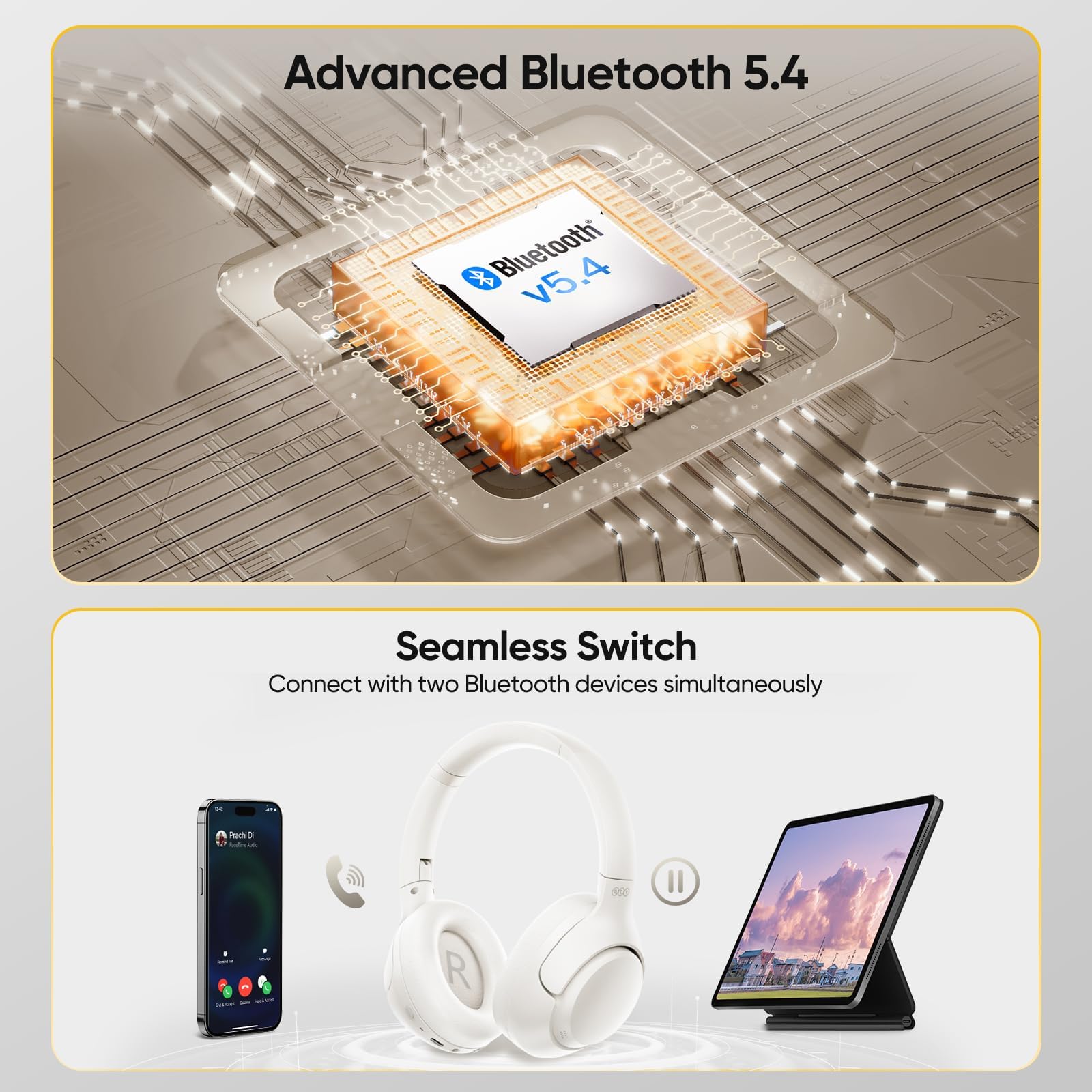 Foto 8 pulgar | Auriculares Bluetooth Qcy H3 Anc Para Colocar Sobre Las Orejas Con Micrófono 60h, Color Blanco - Venta Internacional.