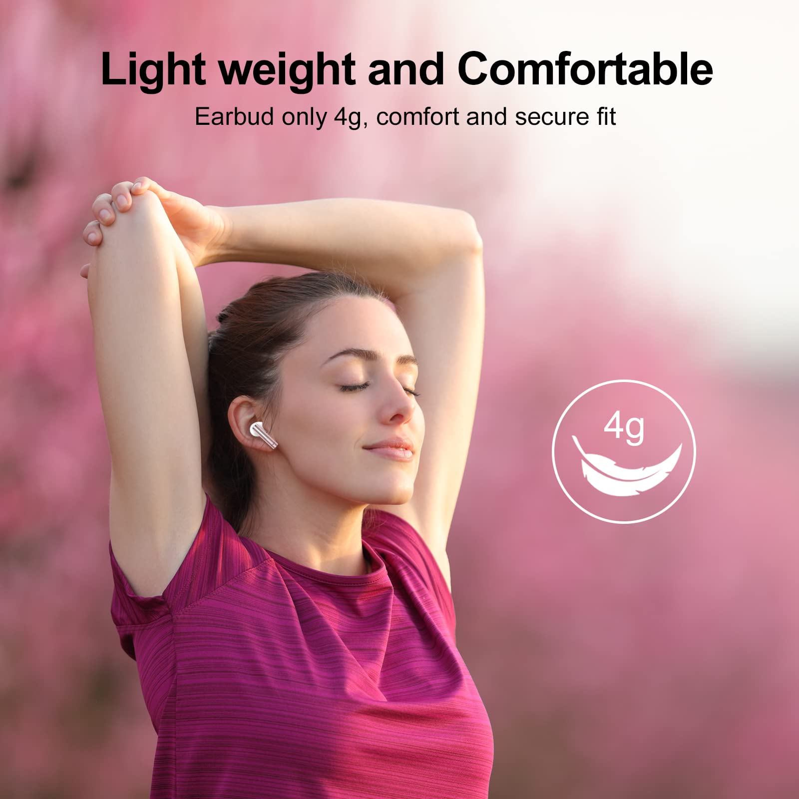 Foto 8 pulgar | Auriculares Bluetooth 5.3 Wekily Wireless Auriculares Ipx7 Rosa - Venta Internacional.