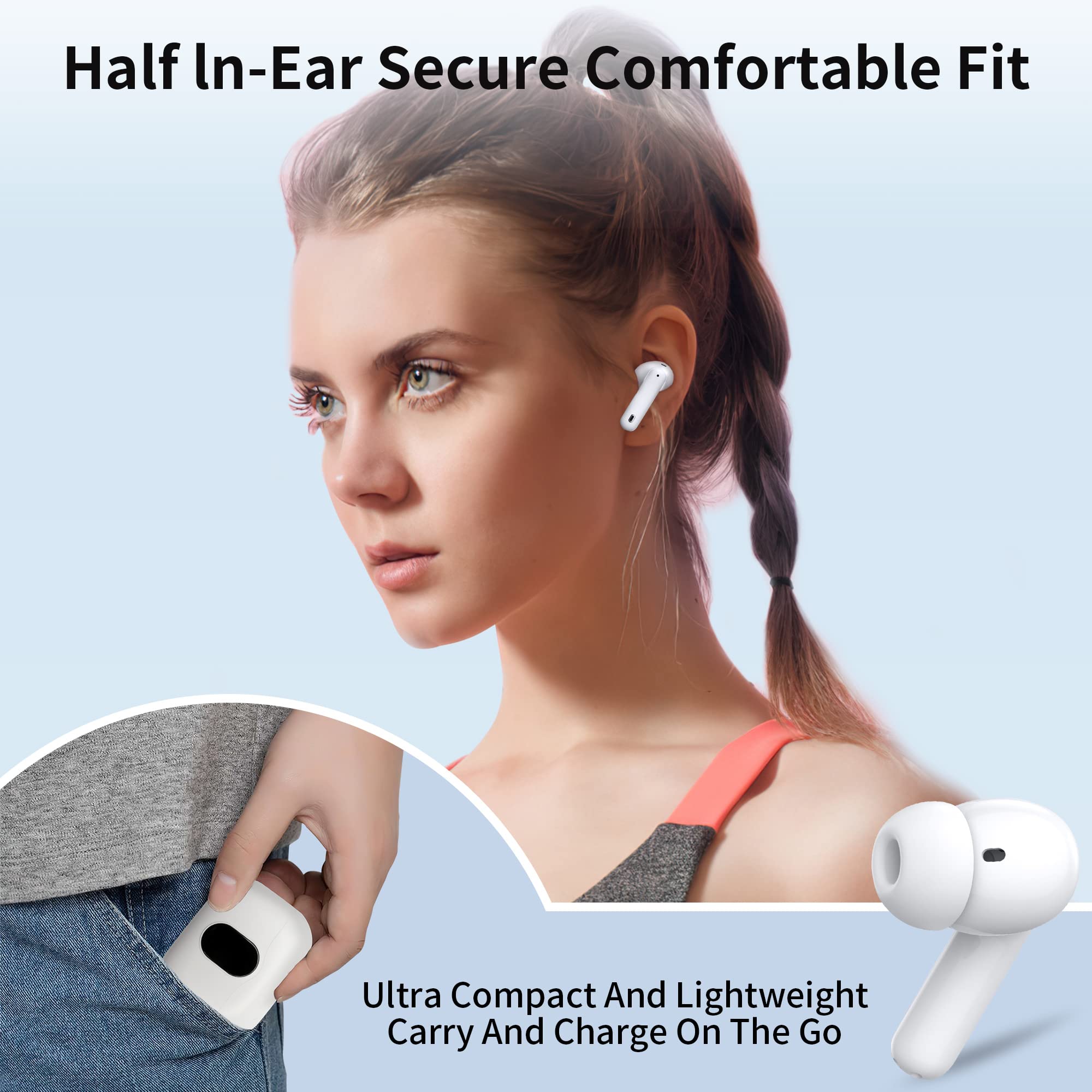 Foto 8 pulgar | Auriculares Inalámbricos Bluetooth 5.3 Hisoos Hi-fi Estéreo Blancos - Venta Internacional.