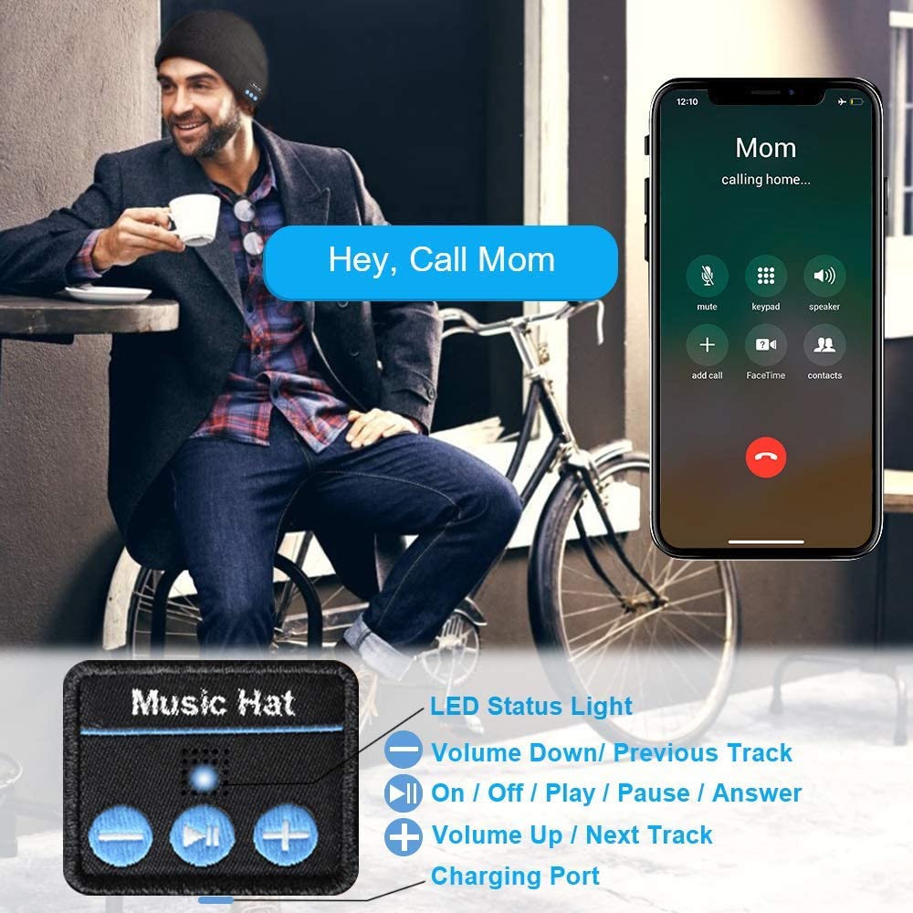 Foto 2 | Gorra Bluetooth Beanie Zruhig De Punto Estéreo Para Música V5.0, Color Blanco - Venta Internacional.