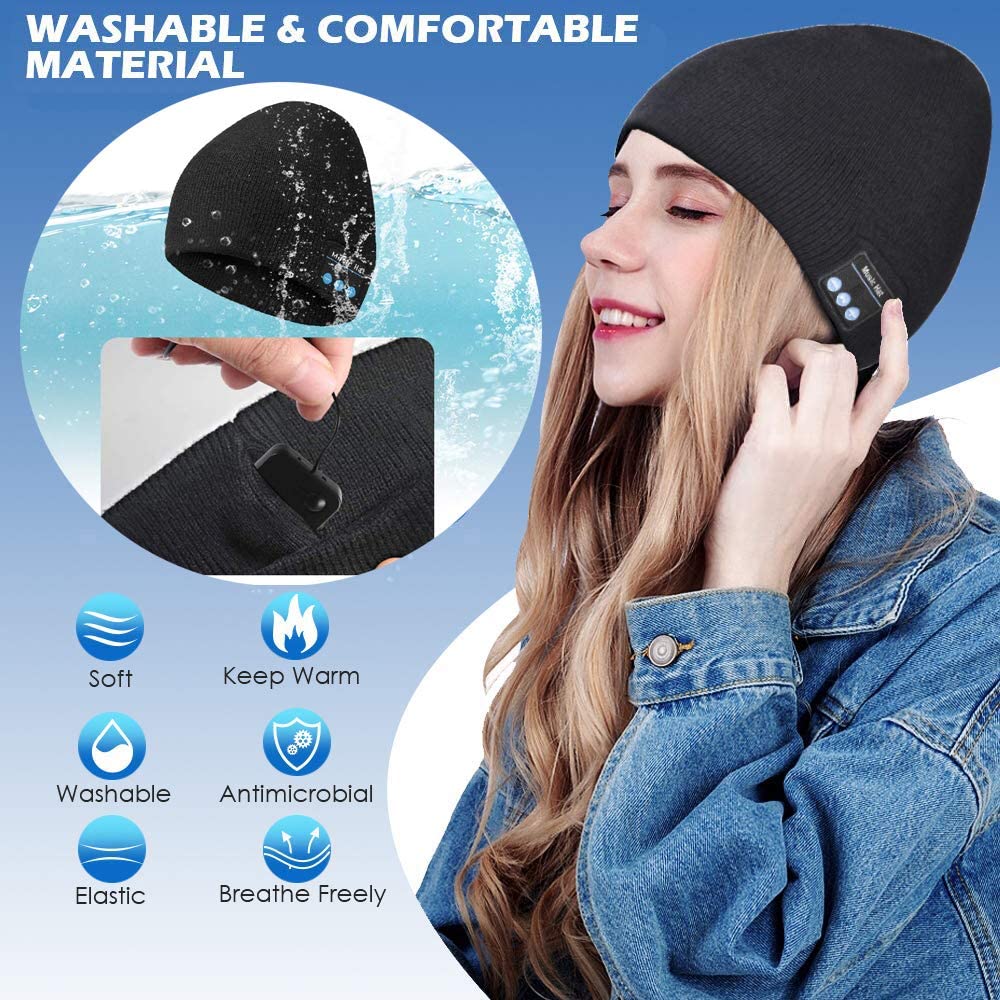 Foto 5 pulgar | Gorra Bluetooth Beanie Zruhig De Punto Estéreo Para Música V5.0, Color Blanco - Venta Internacional.