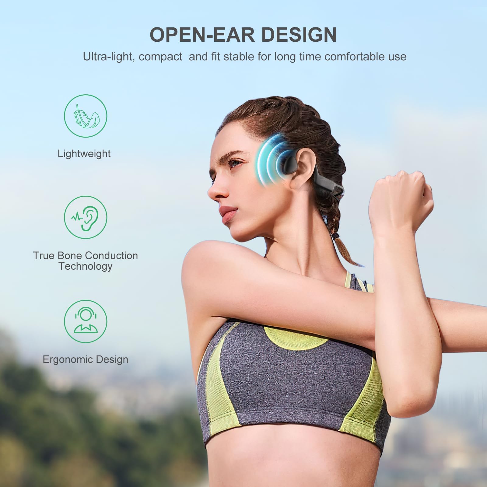 Foto 3 pulgar | Auriculares De Conducción Ósea Qaekie Q10 Bluetooth 5.3 12 Horas - Venta Internacional.