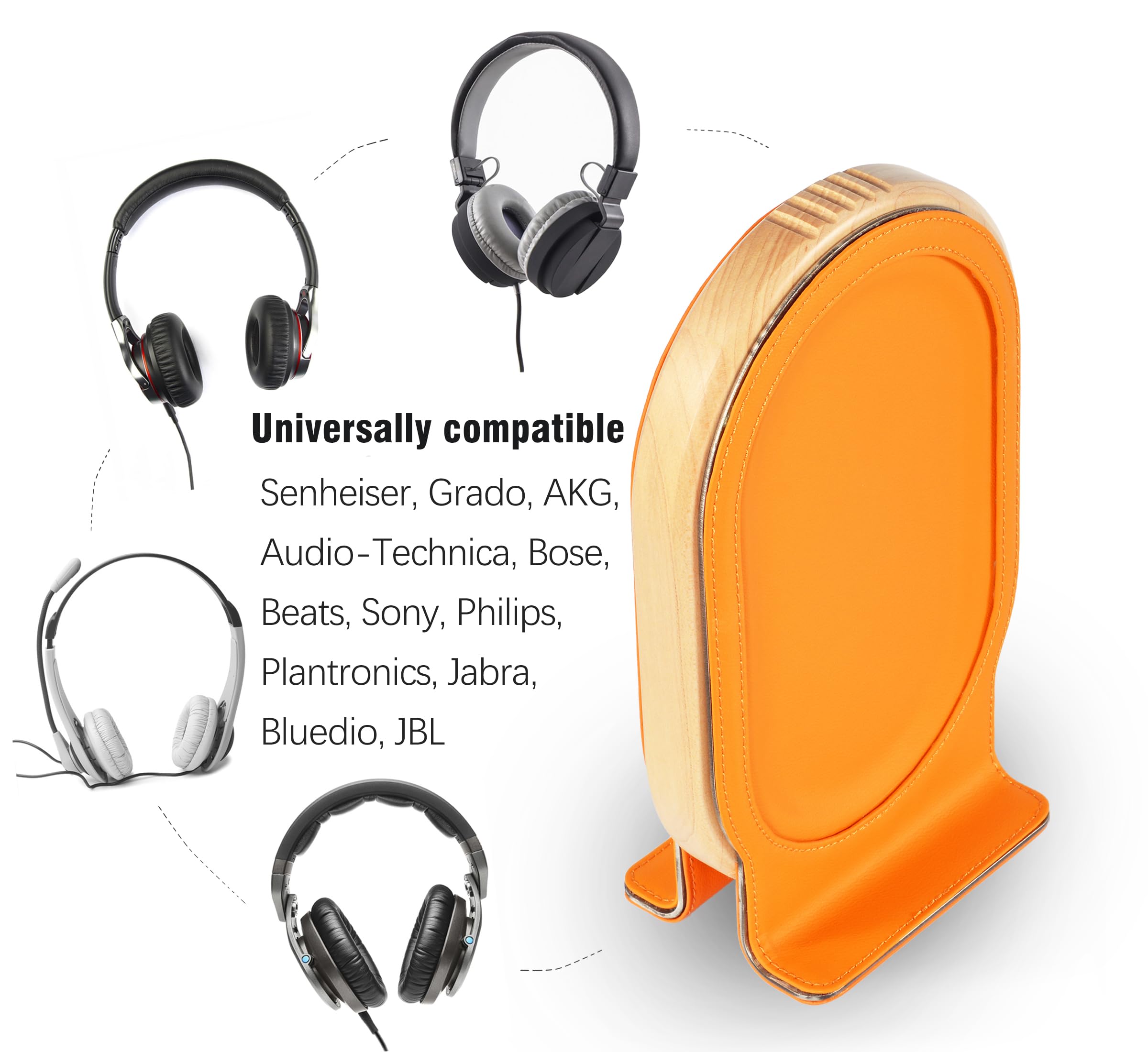 Foto 2 | Soporte Para Auriculares Samdi De Madera De Arce Naranja Para Auriculares Para Juegos - Venta Internacional.