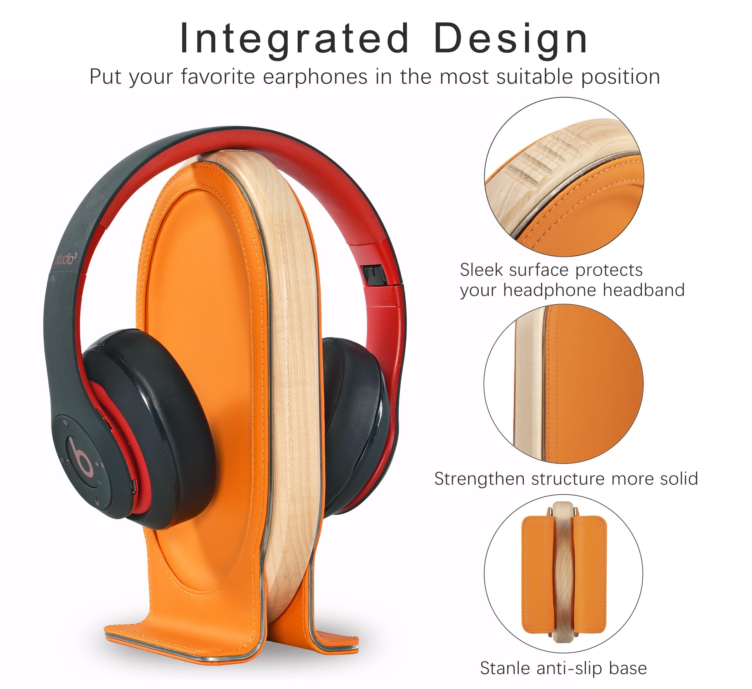 Foto 3 | Soporte Para Auriculares Samdi De Madera De Arce Naranja Para Auriculares Para Juegos - Venta Internacional.