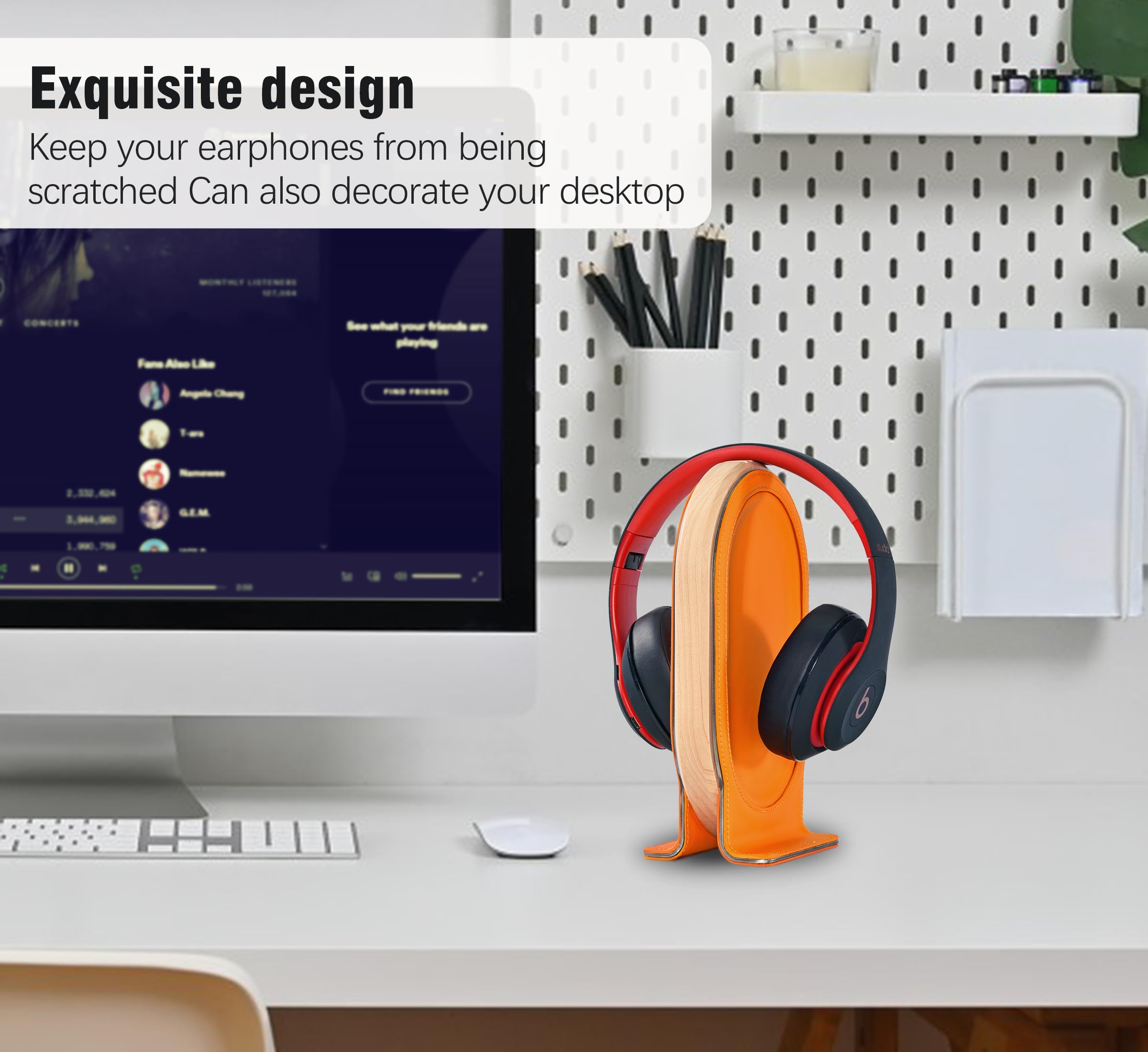 Foto 6 | Soporte Para Auriculares Samdi De Madera De Arce Naranja Para Auriculares Para Juegos - Venta Internacional.