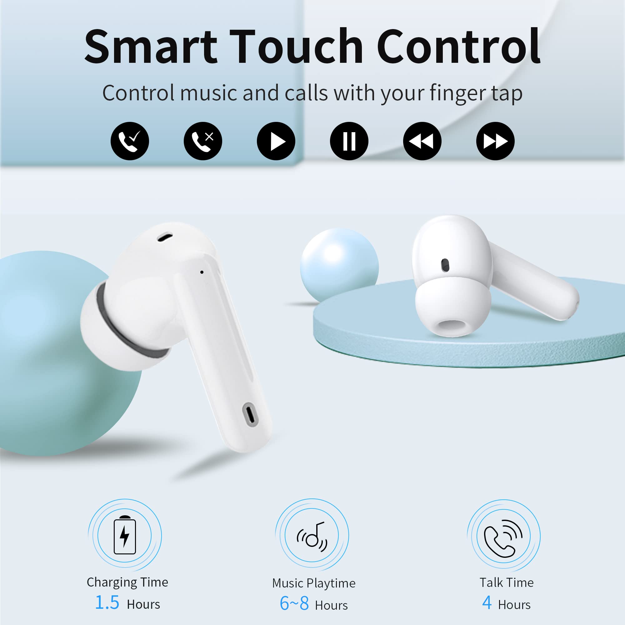 Foto 6 pulgar | Auriculares Inalámbricos Bluetooth 5.3 Hisoos Hi-fi Estéreo Blancos - Venta Internacional.