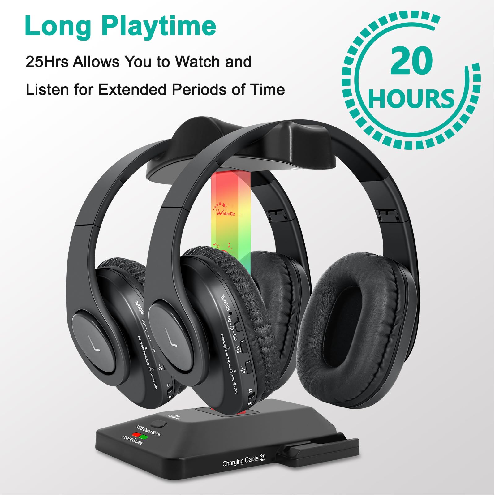Foto 6 pulgar | Auriculares Inalámbricos Wallarge Dual Para Ver La Televisión Con Transmisor - Venta Internacional.