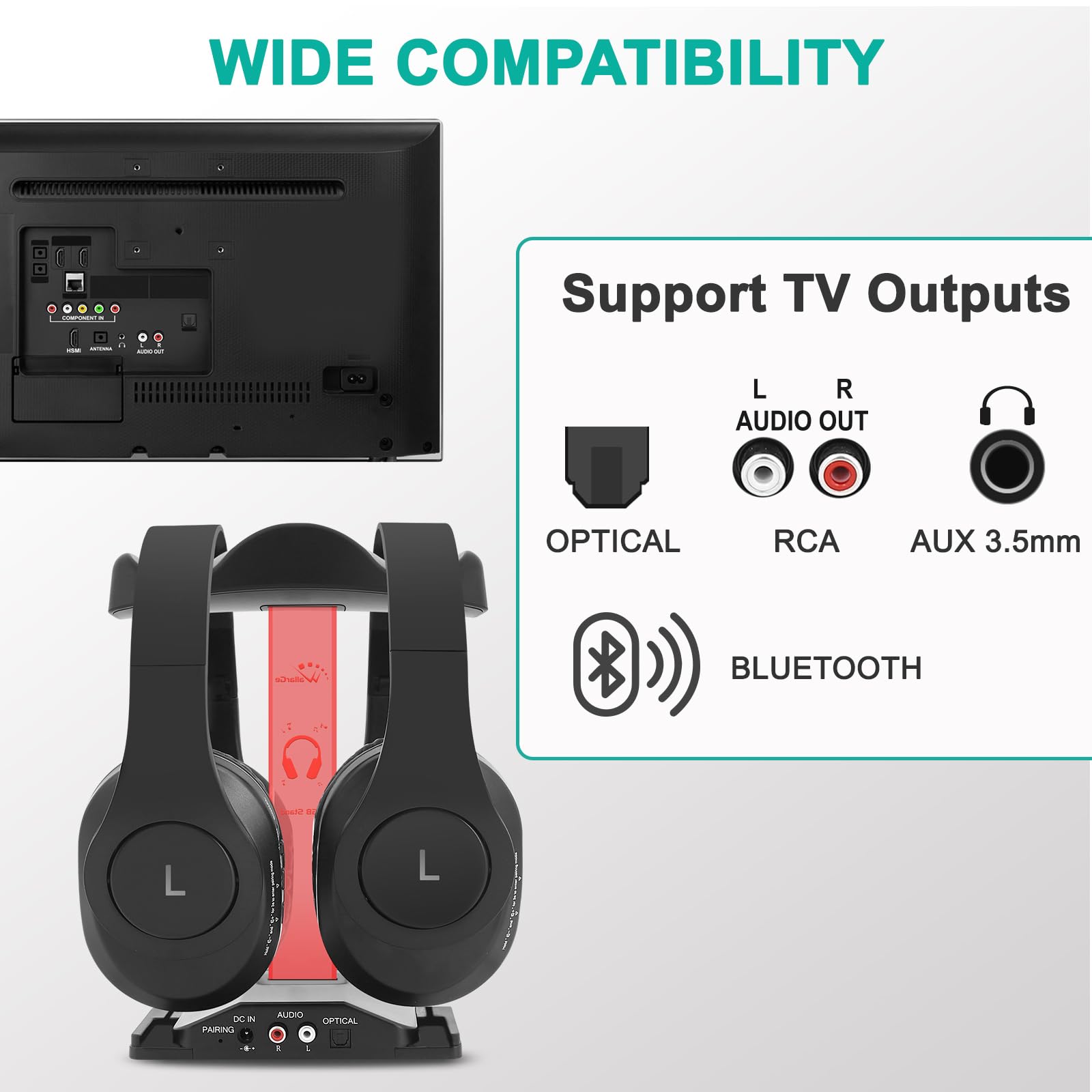 Foto 7 pulgar | Auriculares Inalámbricos Wallarge Dual Para Ver La Televisión Con Transmisor - Venta Internacional.