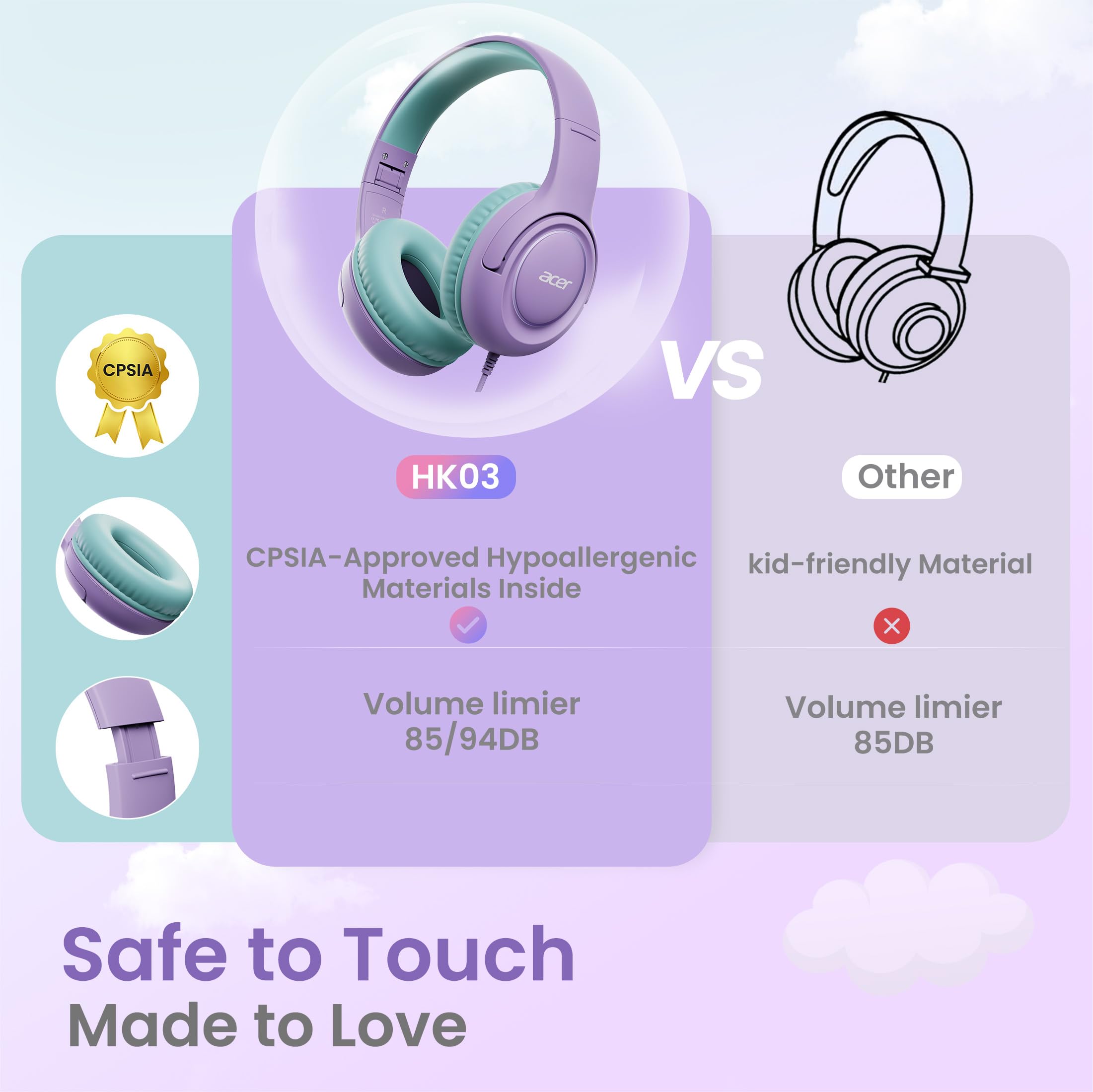 Foto 4 pulgar | Auriculares Acer Hk03 Para Niños Con Limitador De Volumen De 85/94 Db - Venta Internacional.
