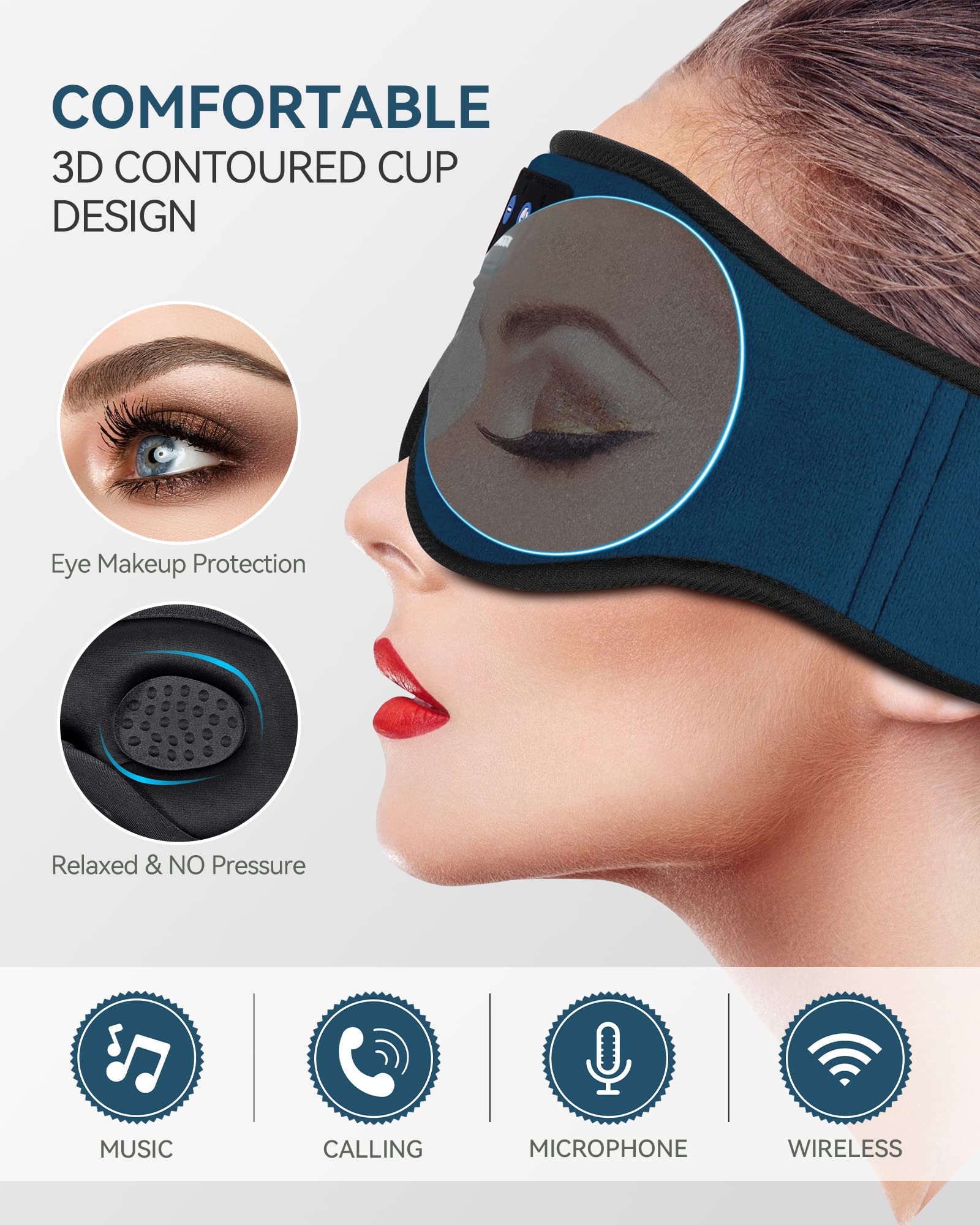 Foto 3 pulgar | Sleep Headphones Musicozy Bluetooth 5.4, Diadema Y Máscara Para Ojos - Venta Internacional.