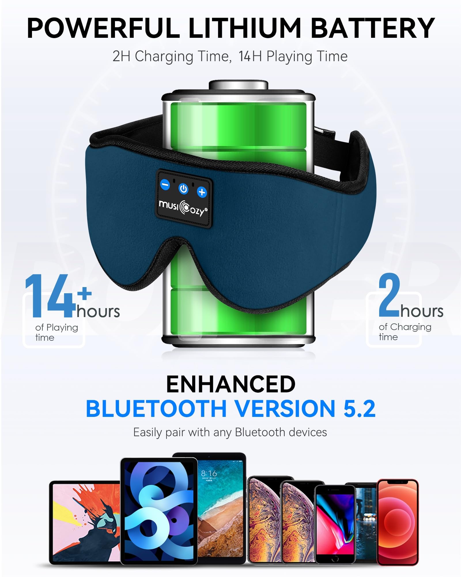 Foto 5 pulgar | Sleep Headphones Musicozy Bluetooth 5.4, Diadema Y Máscara Para Ojos - Venta Internacional.