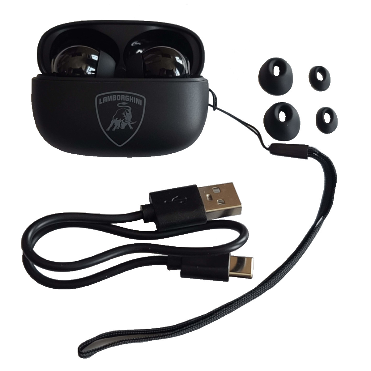 Foto 4 pulgar | Audifonos Lamborghini Bud Mini Tws Bluetooth Color Negro