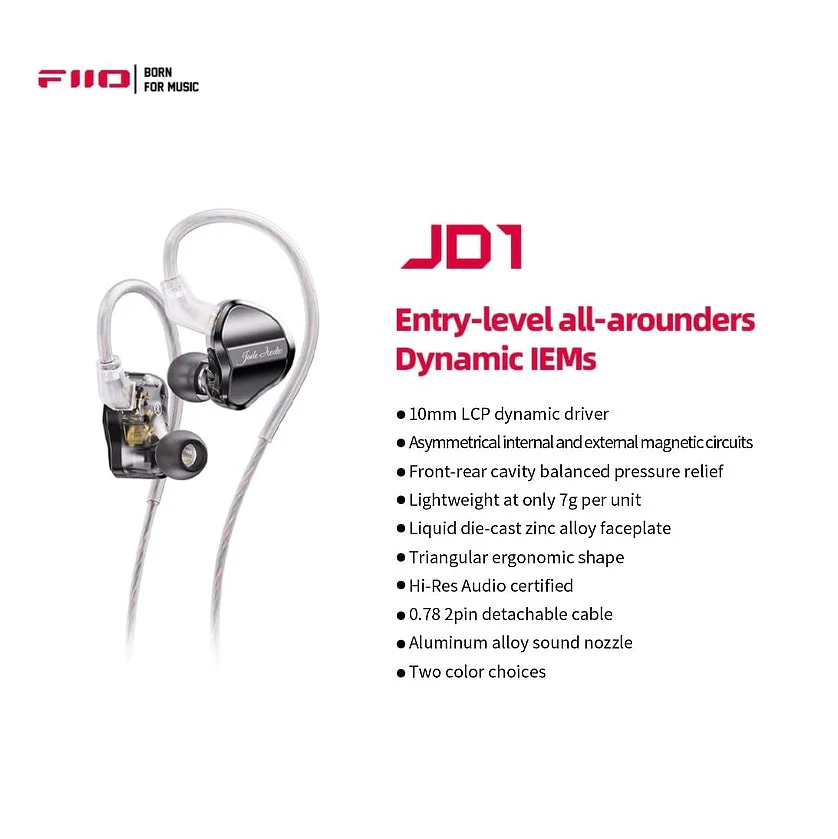 Foto 6 pulgar | Audífonos Hi-res De Ergonomía Monitor Con Manos Libres Fiio Jd1 Black