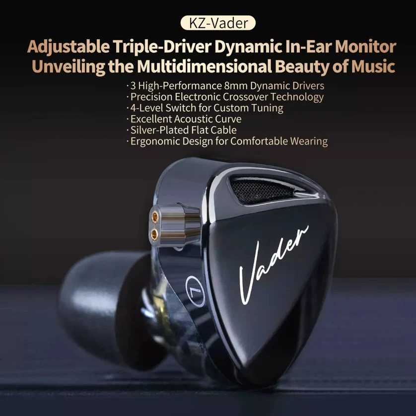 Foto 5 | Audífonos Configurables De Triple Driver Y Manos Libres Kz Vader - Gray
