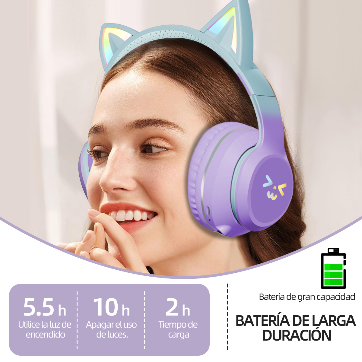 Foto 8 pulgar | Auriculares Inalámbricos Bluetooth Cat Ear Krios Para Niños