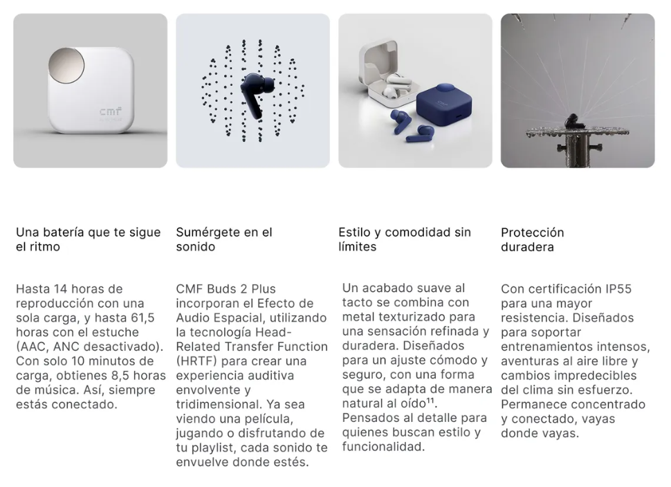 Foto 7 | Auriculares Inalámbricos Cmf Buds 2 Plus Gris Claro Versión Intl