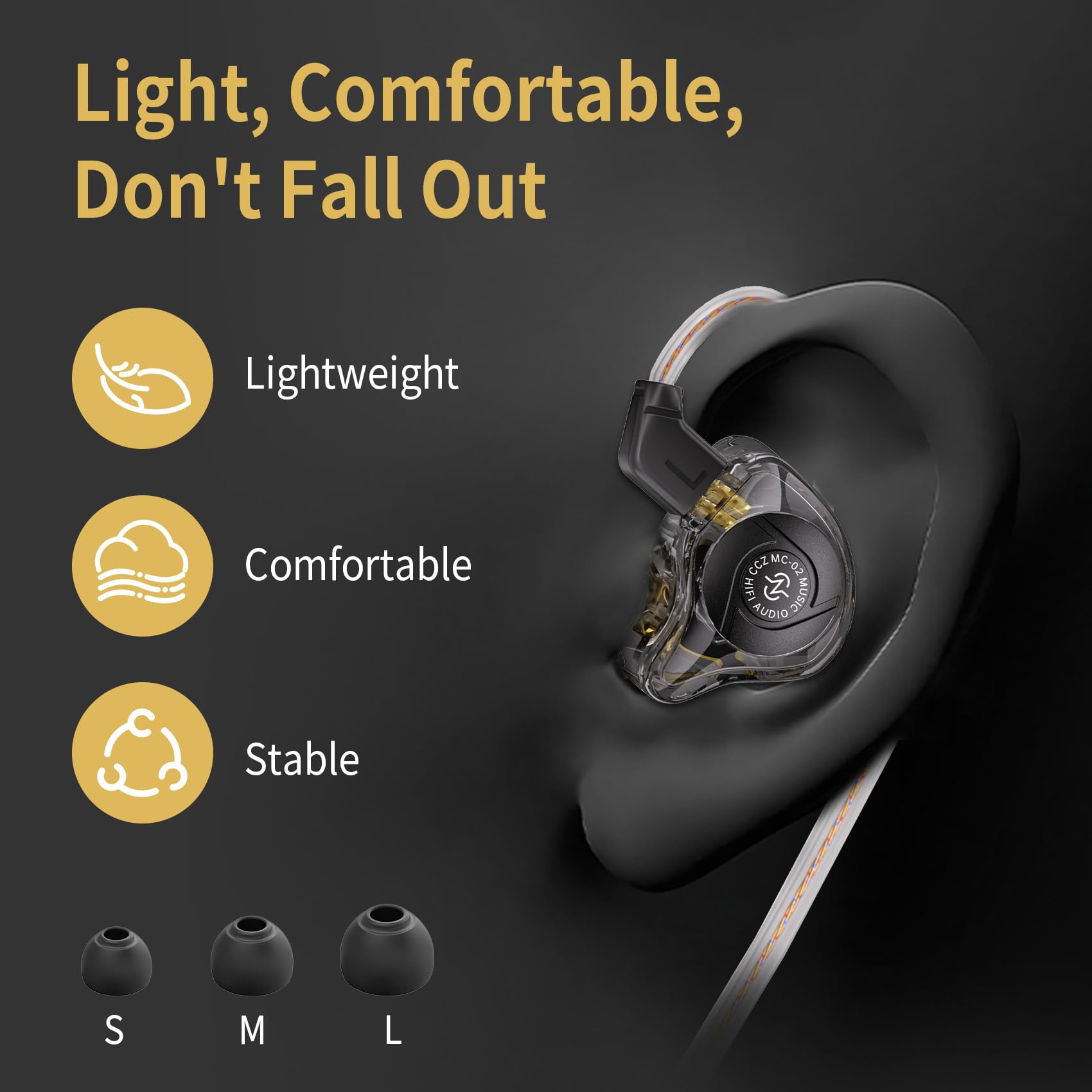 Foto 5 pulgar | Auriculares Intraurales Ccz Mc02 Aura Hifi Con Cable Y Micrófono Negros - Venta Internacional.