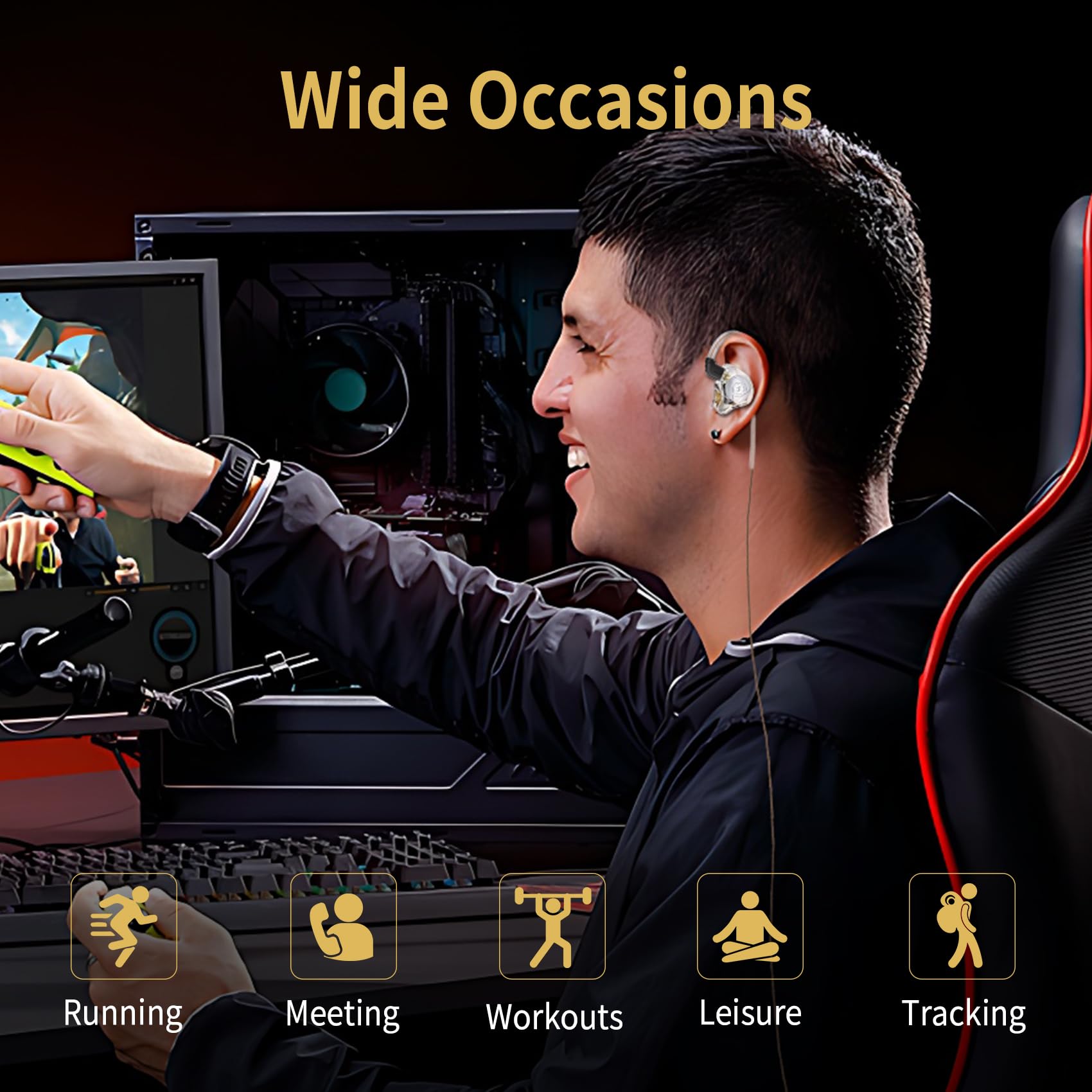 Foto 7 pulgar | Auriculares Intraurales Ccz Mc02 Aura Hifi Con Cable Y Micrófono Negros - Venta Internacional.
