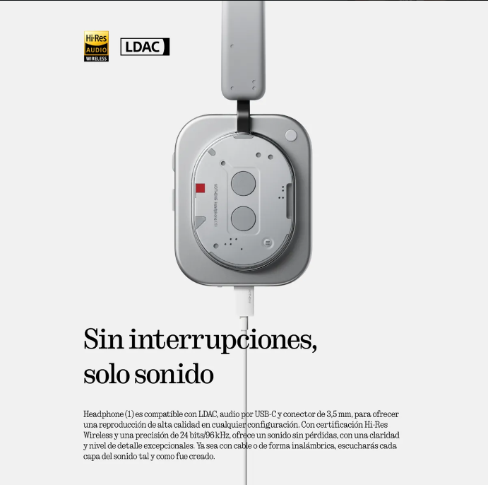 Foto 4 | Headphone Nothing (1) Versión Intl Blanca Con Funda Y Cable