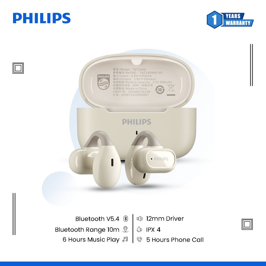 Foto 4 pulgar | Auriculares Bluetooth Clip Philips Tat2469 Blancos - Venta Internacional.