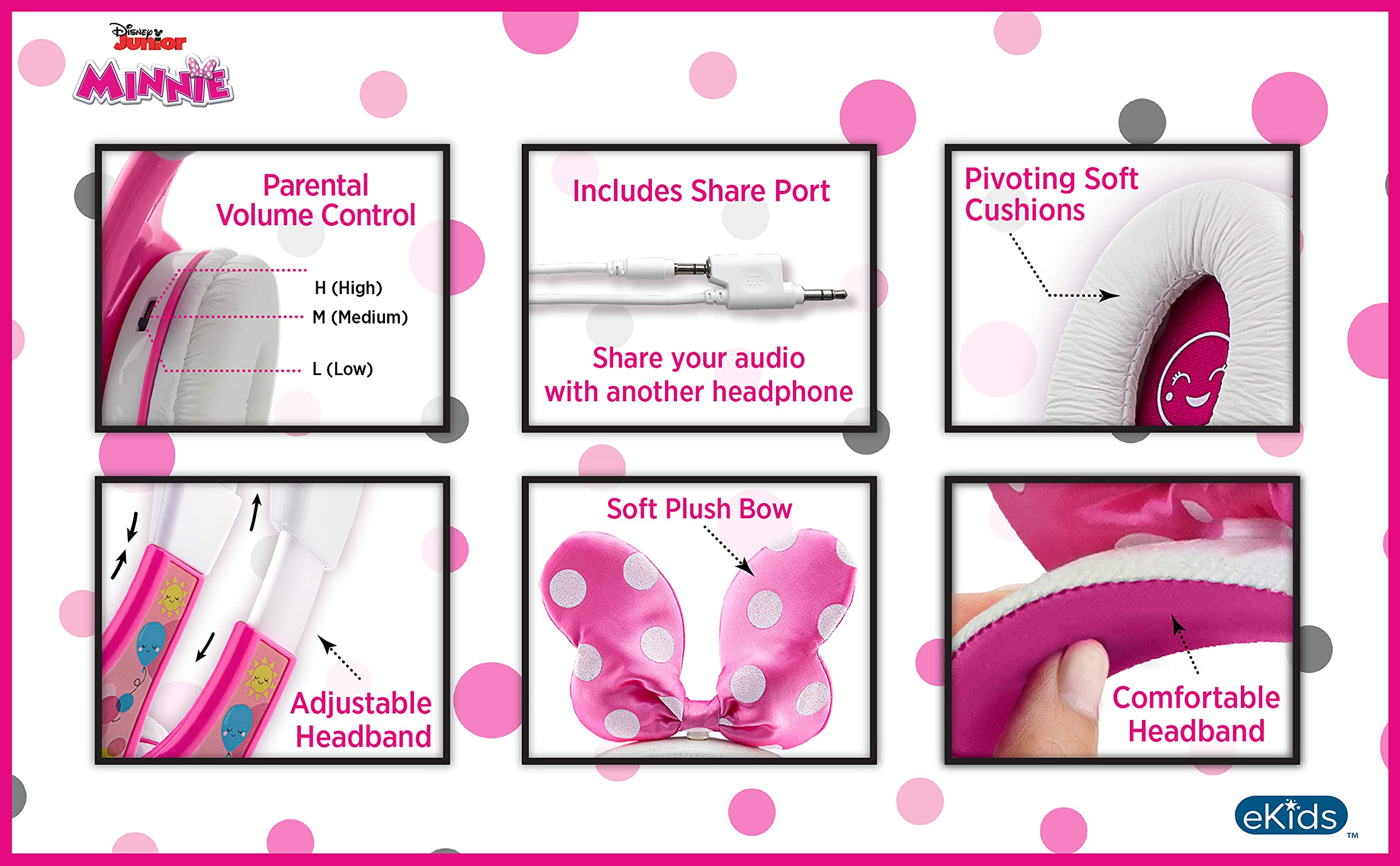 Foto 5 pulgar | Auriculares Ekids Minnie Mouse Con Cable Para Niños Con Limitador De Volumen - Venta Internacional.