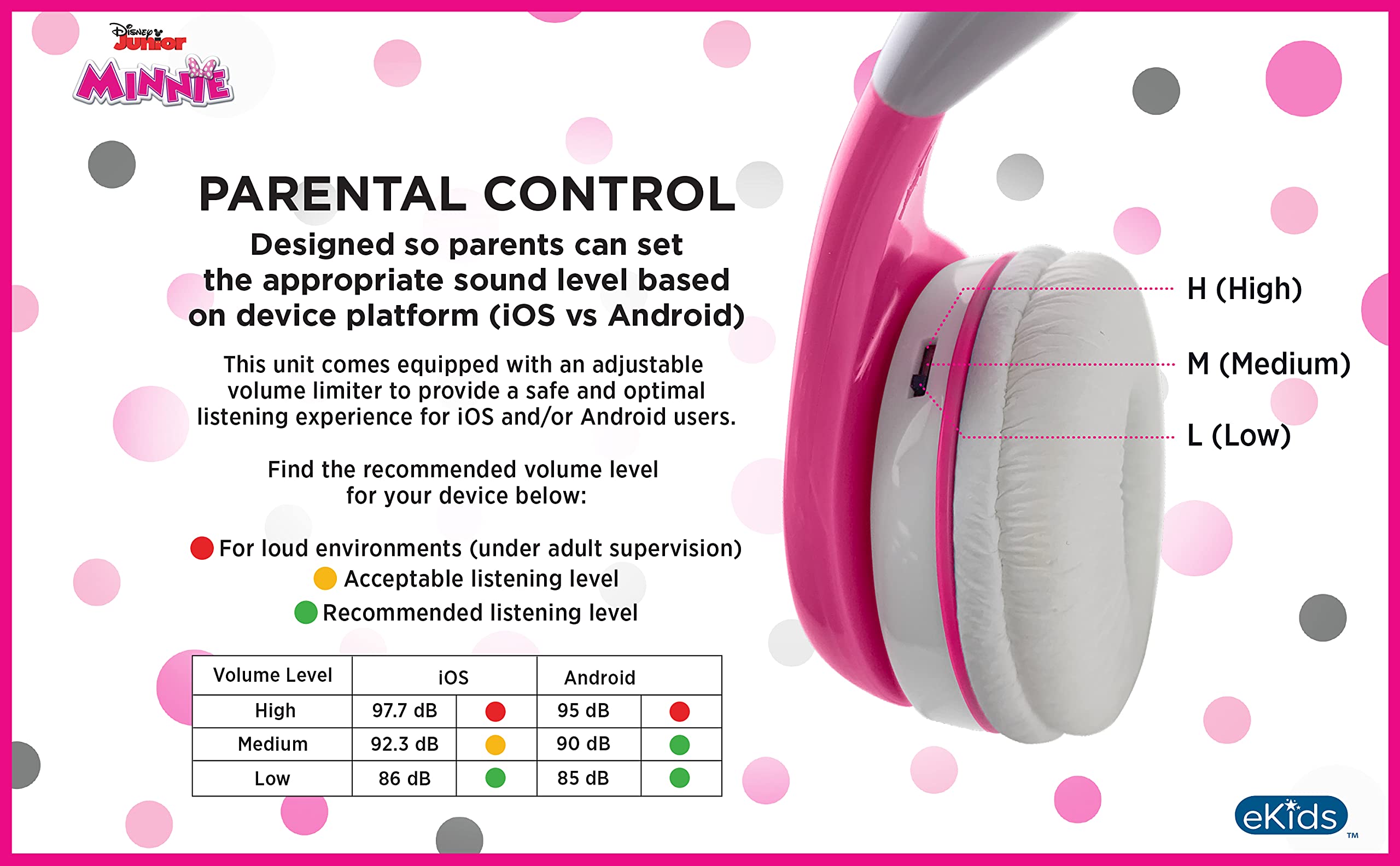 Foto 6 | Auriculares Ekids Minnie Mouse Con Cable Para Niños Con Limitador De Volumen - Venta Internacional.