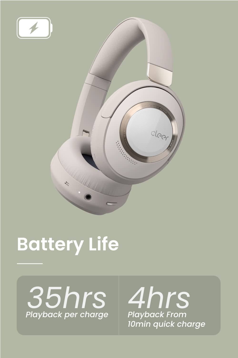 Foto 3 pulgar | Auriculares Bluetooth Cleer Audio Alpha Adaptive Stone - Venta Internacional.