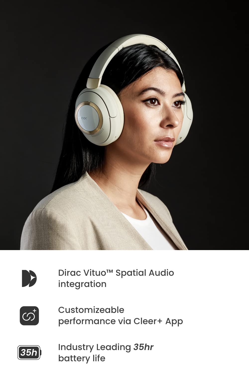 Foto 6 pulgar | Auriculares Bluetooth Cleer Audio Alpha Adaptive Stone - Venta Internacional.