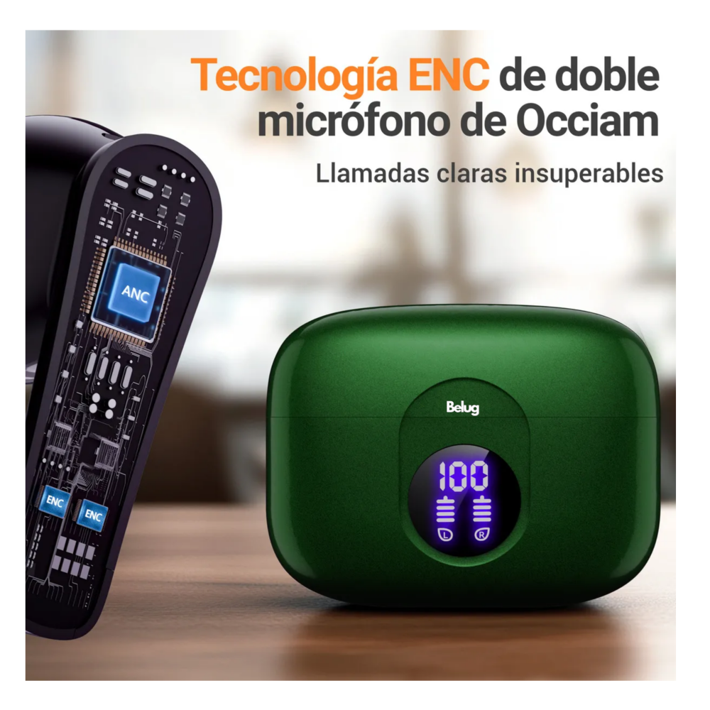 Foto 3 pulgar | Audífonos Inalámbricos Bluetooth Ears  Belug  Verde