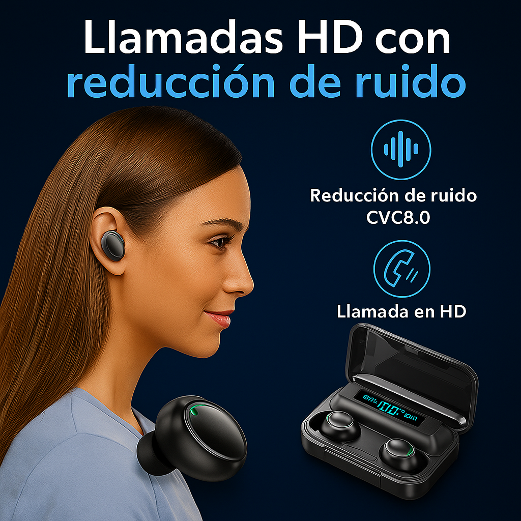 Foto 4 pulgar | Audífonos Inalámbricos In-Ear Pro 5 Piezas con Cancelación de Ruido, Sonido HD y Estuche Power Bank