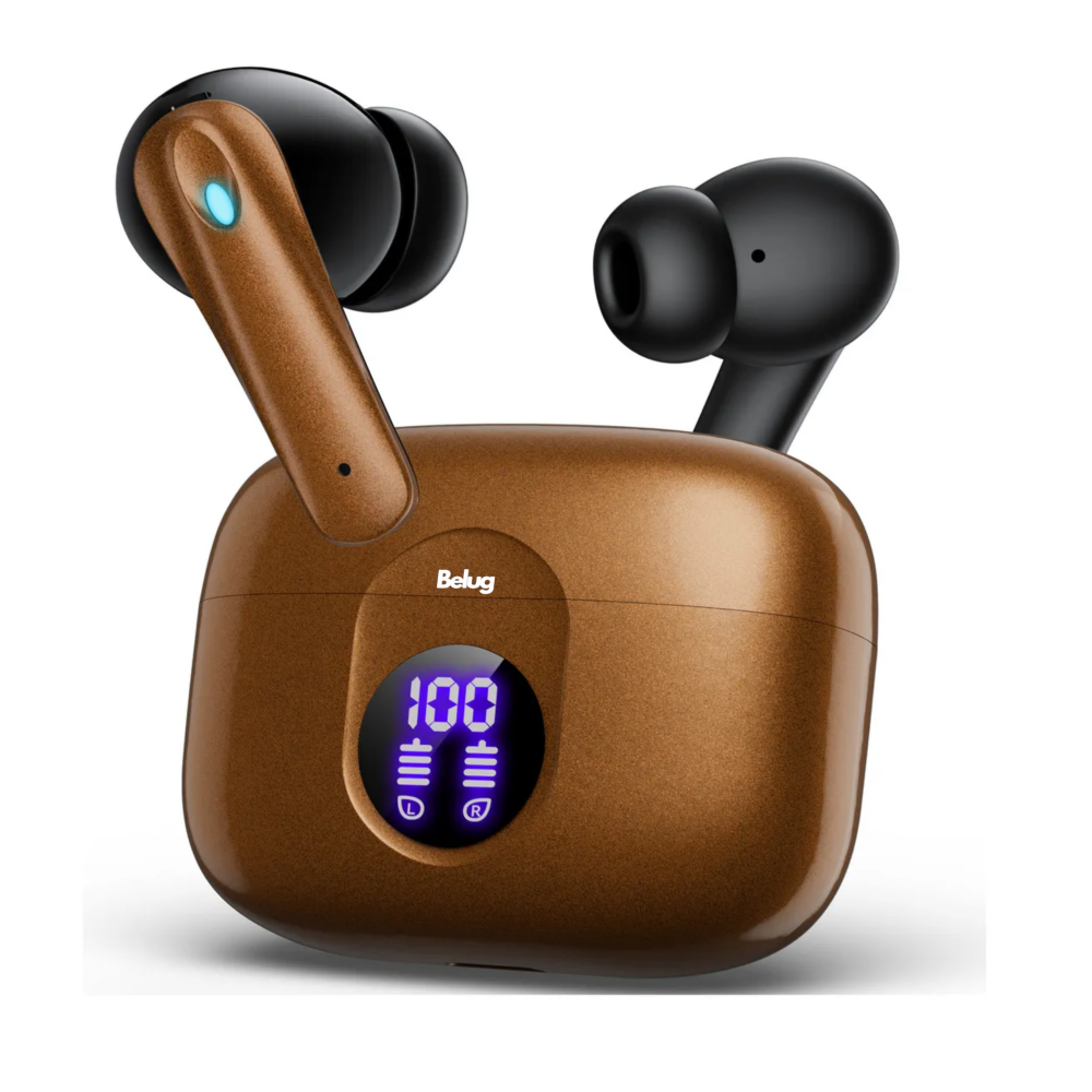 Foto 2 pulgar | Audífonos Inalámbricos Bluetooth Ears Belug  Café Oscuro