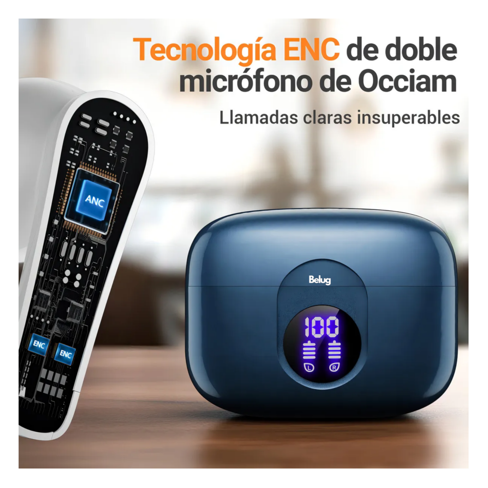 Foto 6 pulgar | Audífonos Inalámbricos Bluetooth Ears Belug  Azul Claro