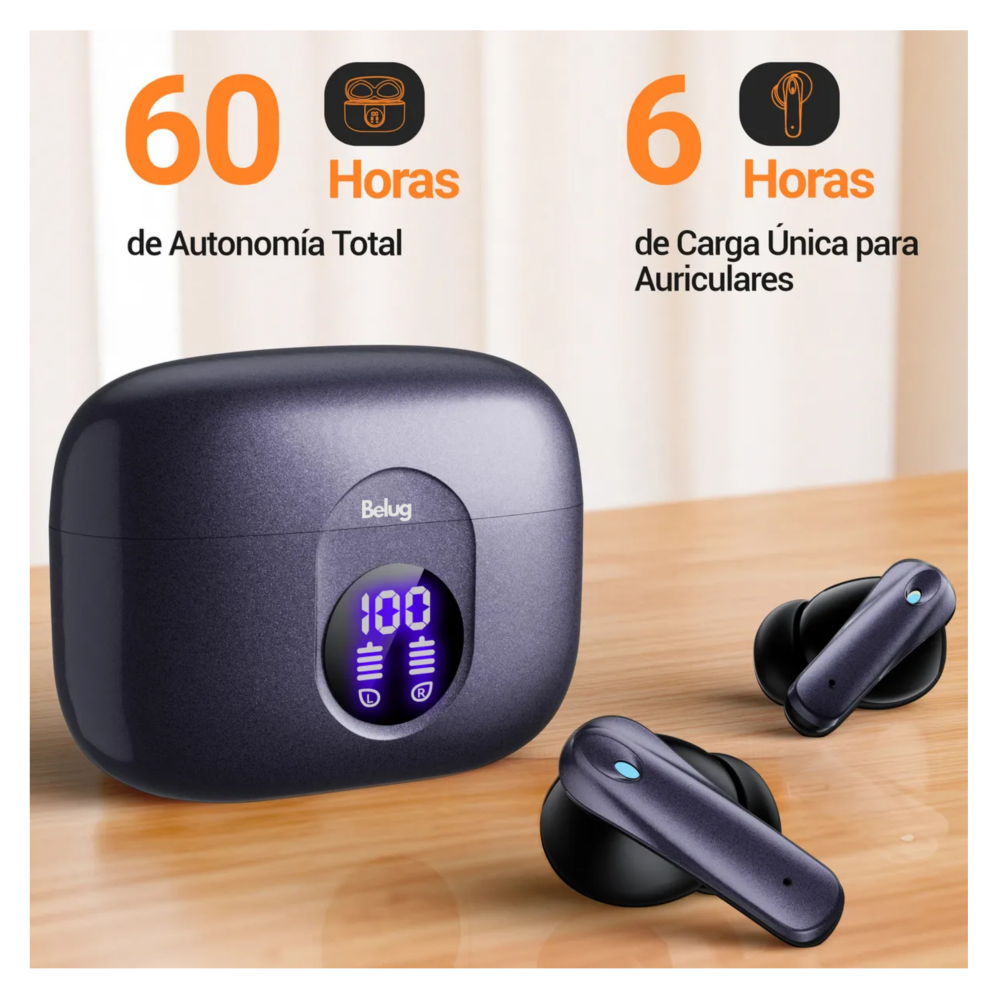 Foto 3 pulgar | Audífonos Inalámbricos Bluetooth Ears Belug   Violeta