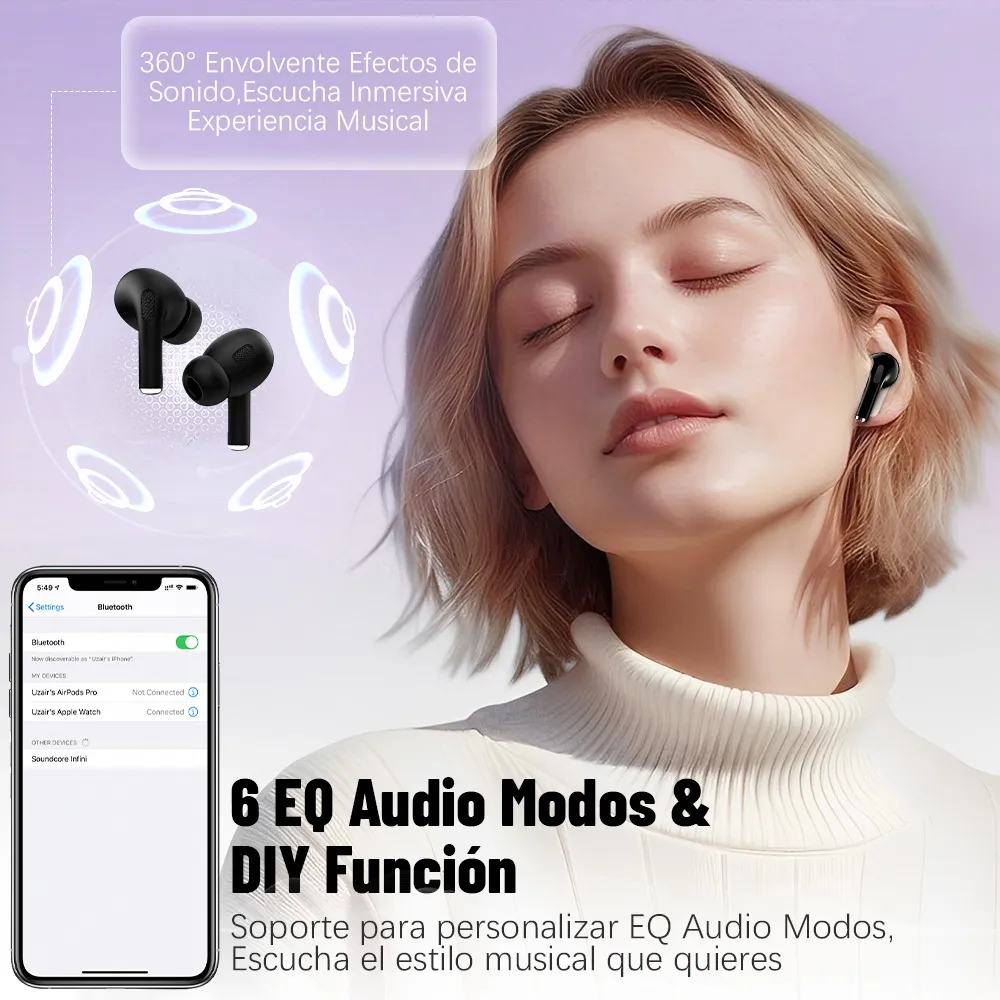 Foto 3 pulgar | Smart Pantalla Audífonos Lab.g Bluetooth 5.4 Anc Auriculares Negros