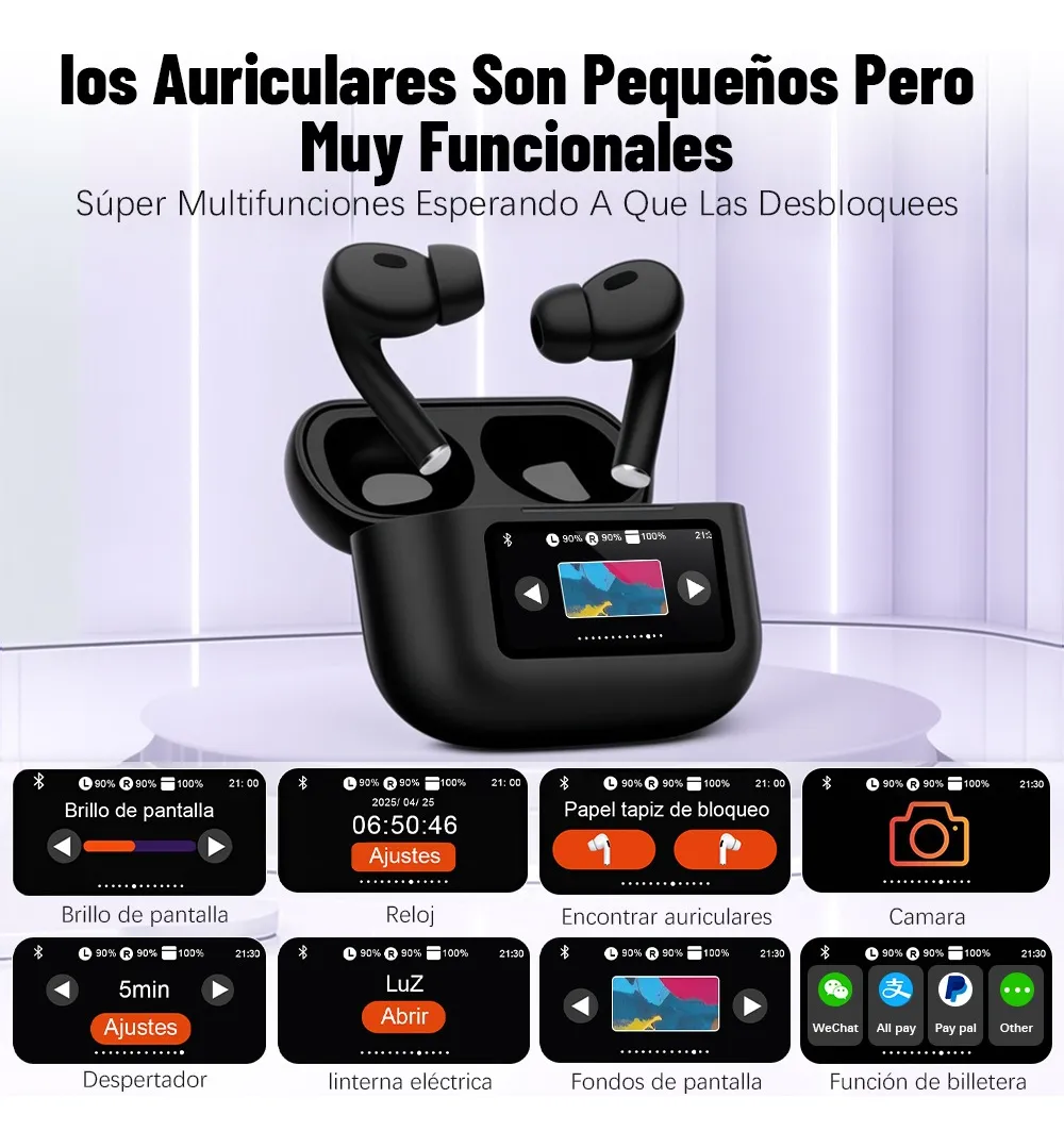 Foto 5 pulgar | Smart Pantalla Audífonos Lab.g Bluetooth 5.4 Anc Auriculares Negros