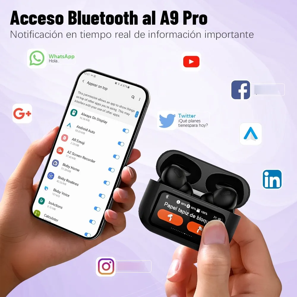 Foto 6 pulgar | Smart Pantalla Audífonos Lab.g Bluetooth 5.4 Anc Auriculares Negros