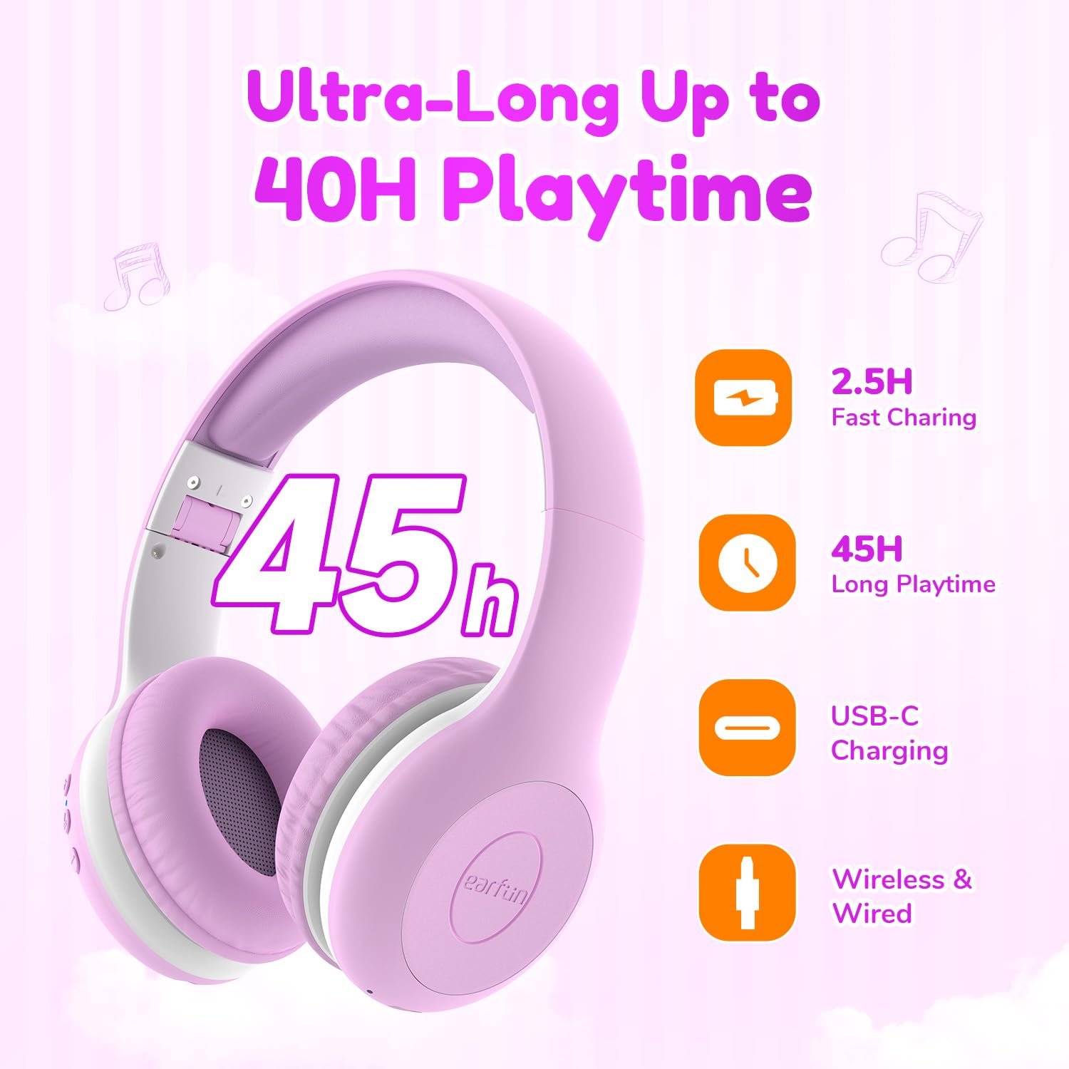 Foto 4 pulgar | Auriculares Bluetooth Earfun K2 Kids Con Límite De Volumen 40h Violet - Venta Internacional.