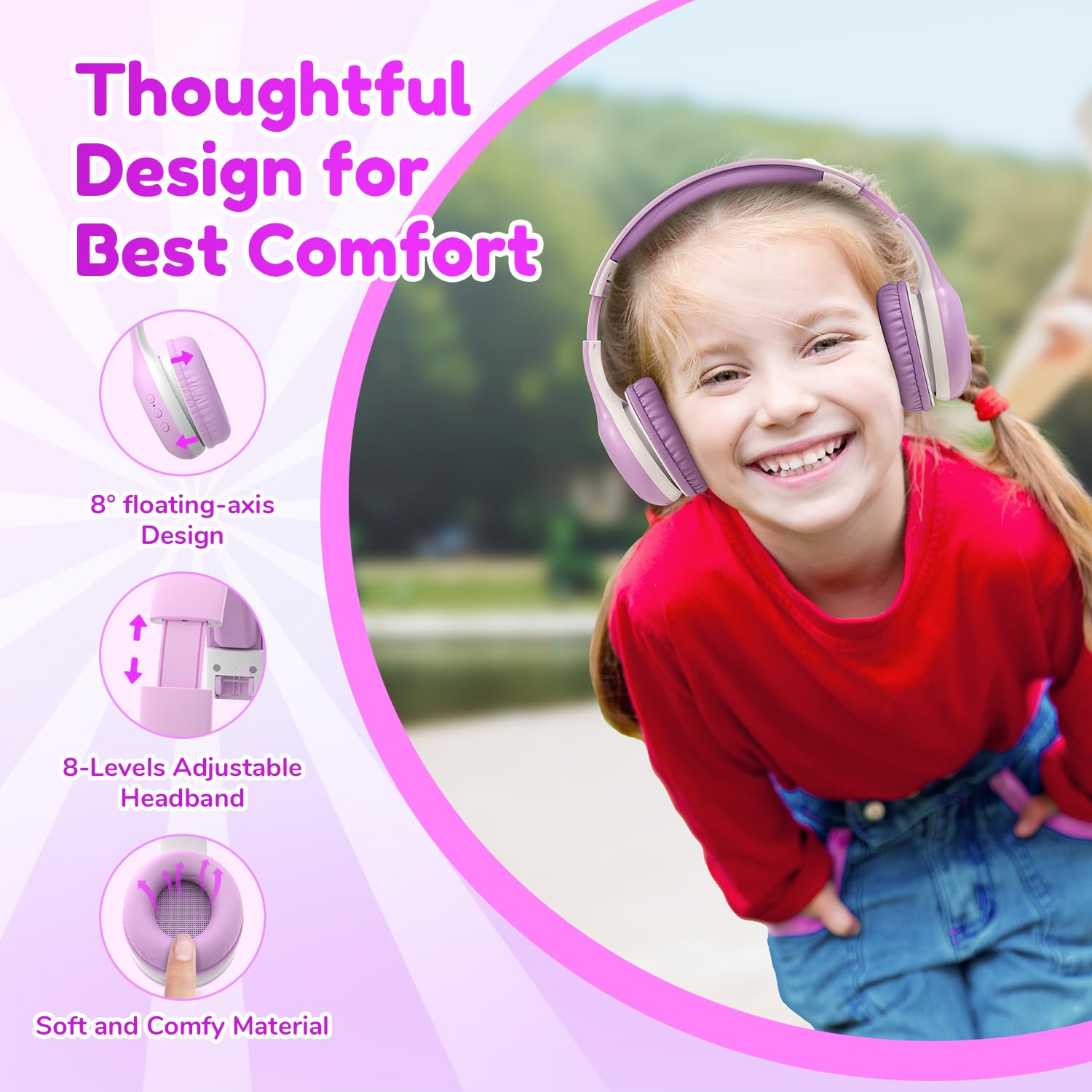 Foto 7 | Auriculares Bluetooth Earfun K2 Kids Con Límite De Volumen 40h Violet - Venta Internacional.
