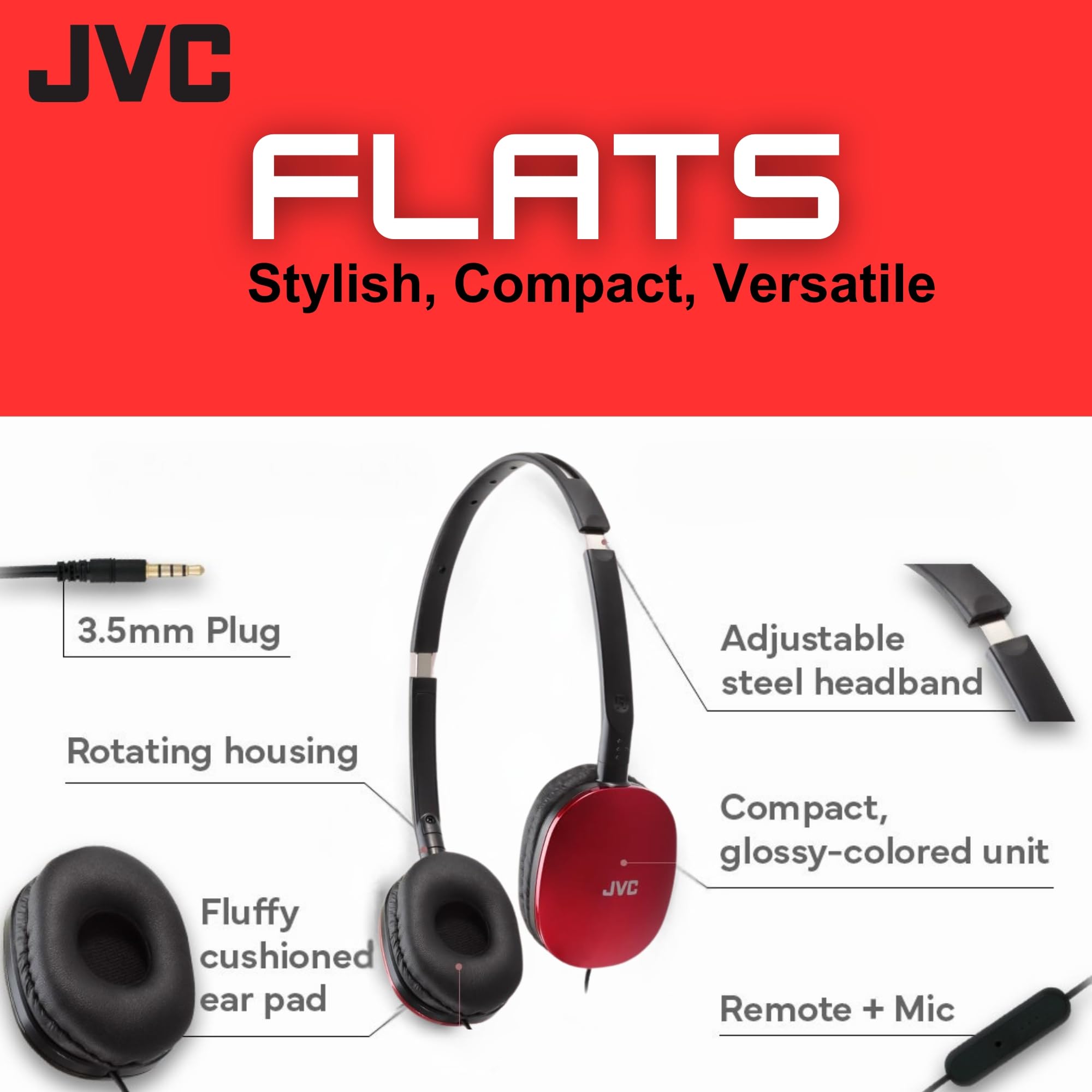 Foto 3 pulgar | Auriculares Jvc Flats On-ear Has160m Con Controlador De 30 Mm Con Cable - Venta Internacional.