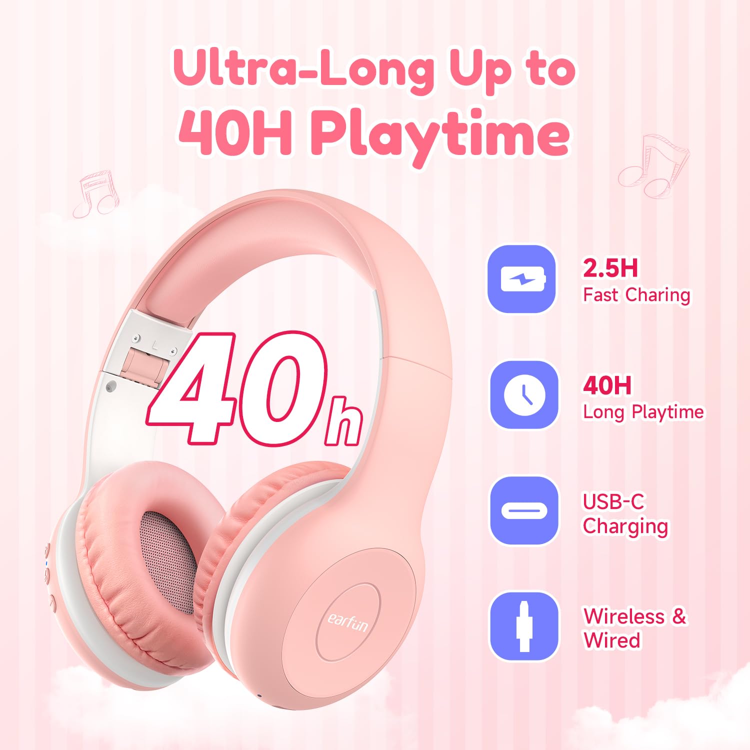 Foto 8 pulgar | Auriculares Bluetooth Earfun K2 Kids Con Límite De Volumen 40h - Venta Internacional.