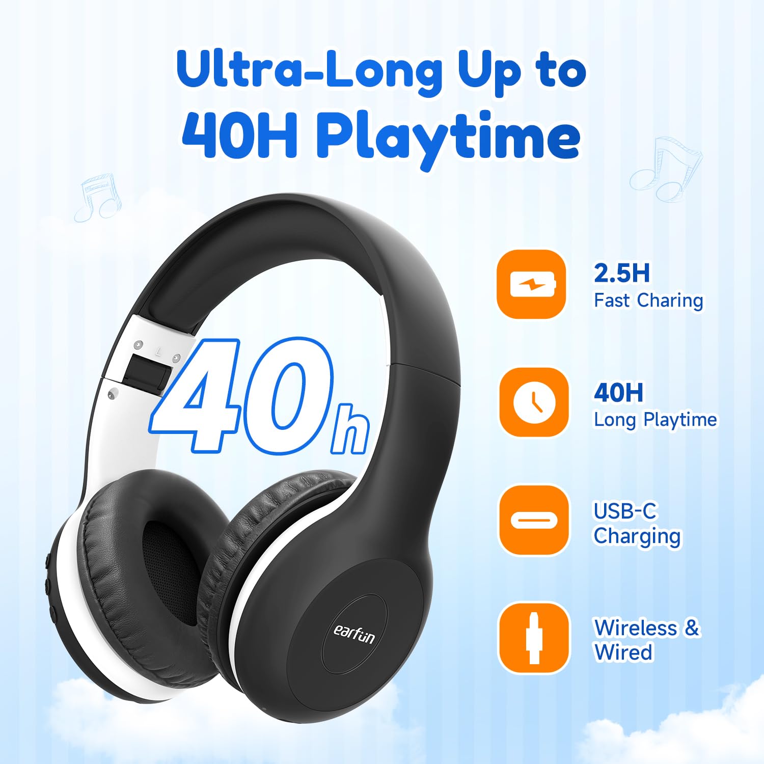 Foto 7 pulgar | Auriculares Bluetooth Earfun K2 Kids Con Límite De Volumen 40h Negros - Venta Internacional.