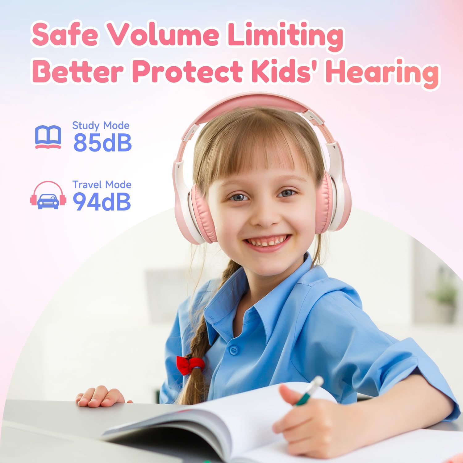 Foto 4 pulgar | Auriculares Bluetooth Earfun K2 Kids Con Límite De Volumen  Color Rosa - Venta Internacional.