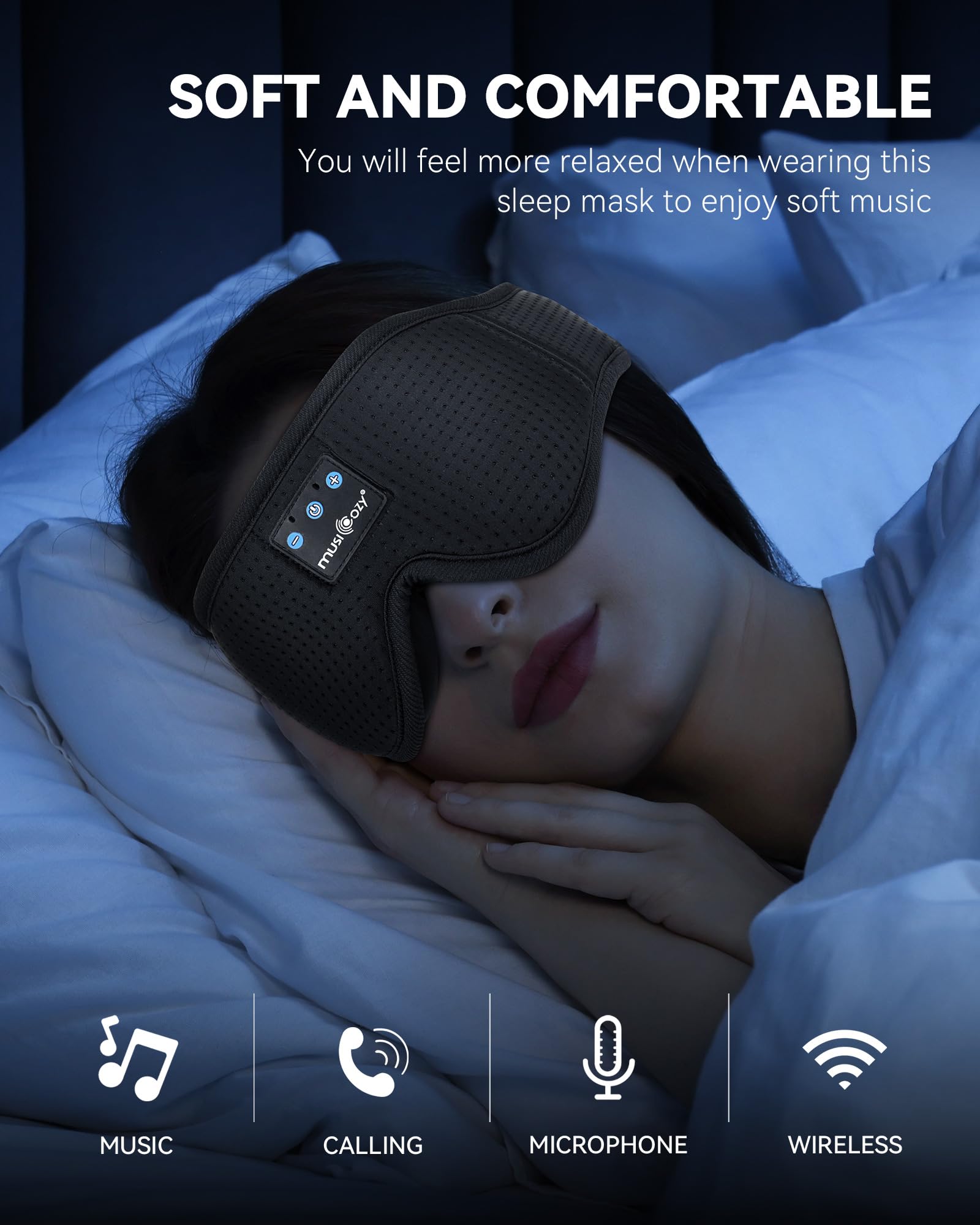 Foto 3 pulgar | Auriculares Con Máscara Para Dormir Musicozy 3d Con Bluetooth Para Personas Que Duermen De Lado - Venta Internacional.