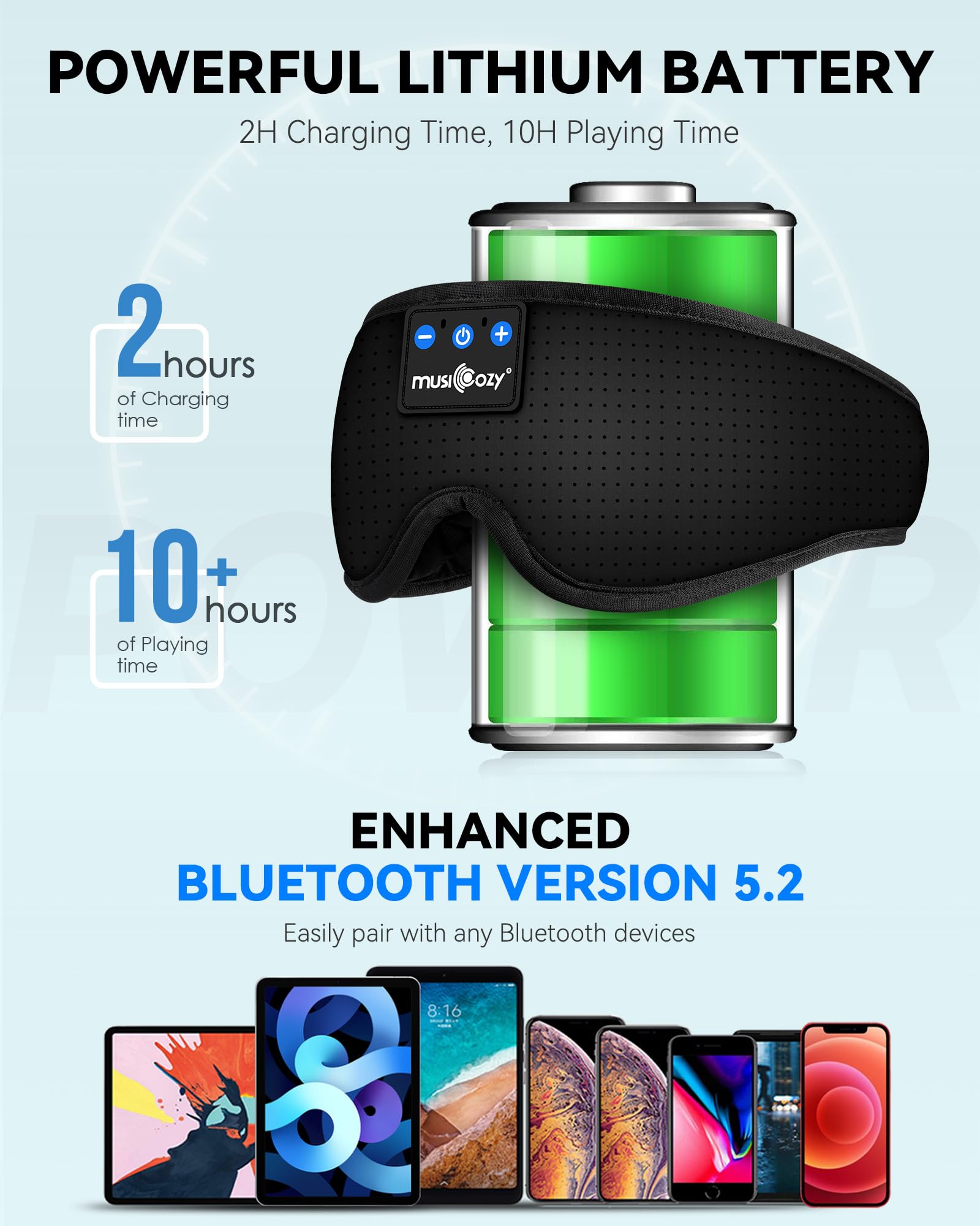 Foto 4 | Auriculares Con Máscara Para Dormir Musicozy 3d Con Bluetooth Para Personas Que Duermen De Lado - Venta Internacional.
